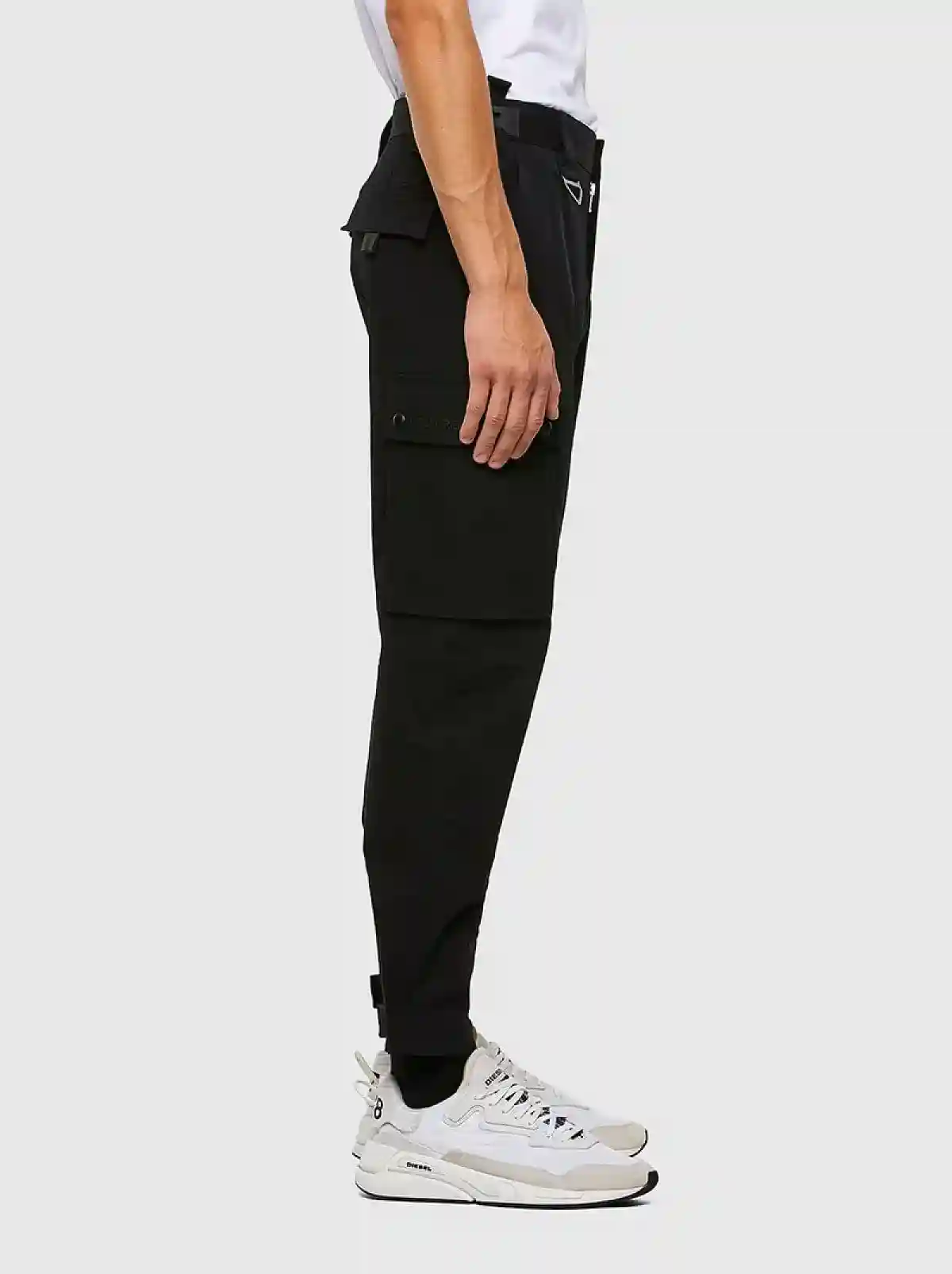Black Cargo pants in cavalry twill