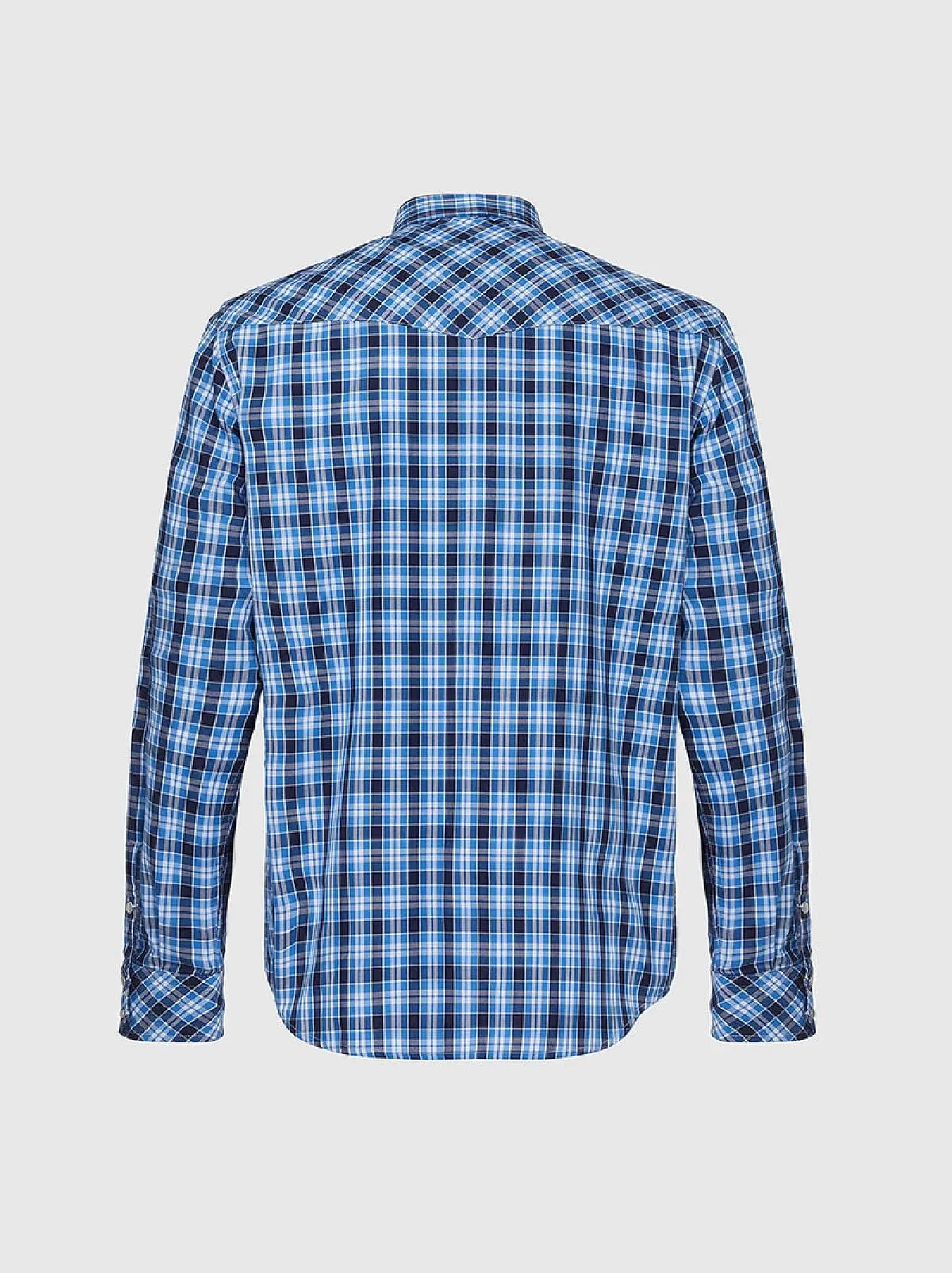 Blue Western shirt in check cotton Oxford