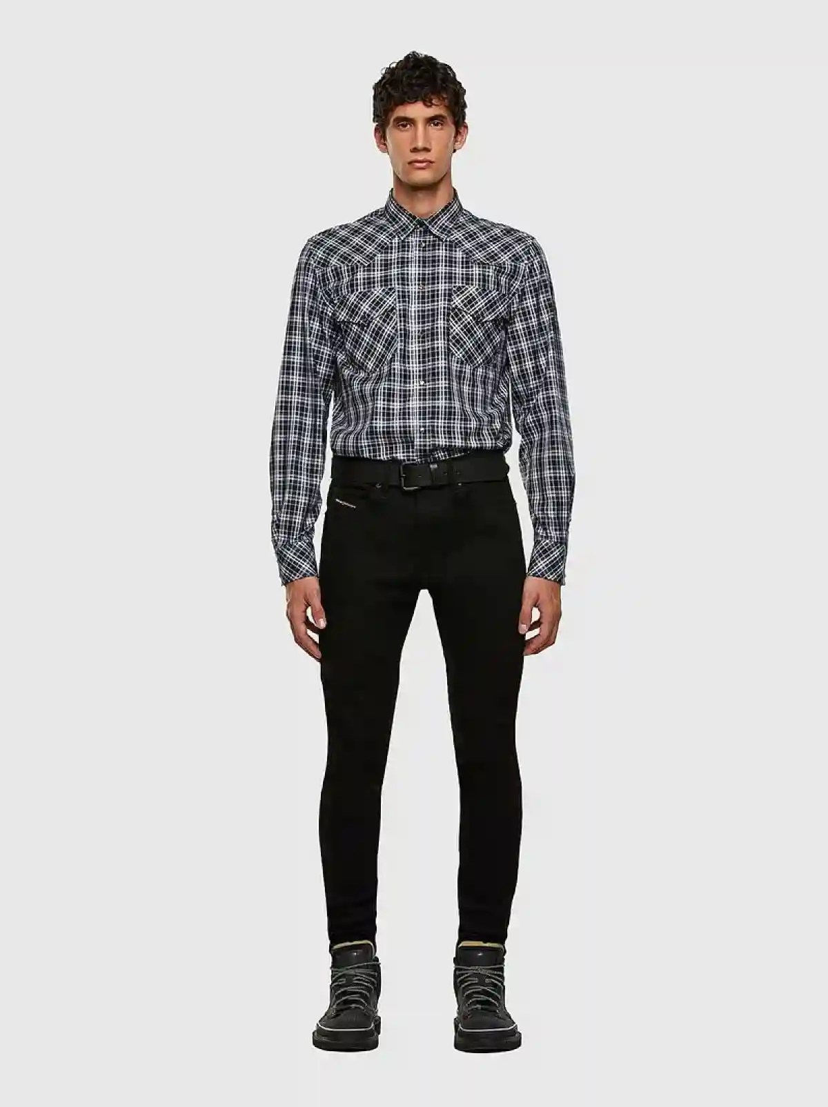 Multicolor Western shirt in check cotton Oxford