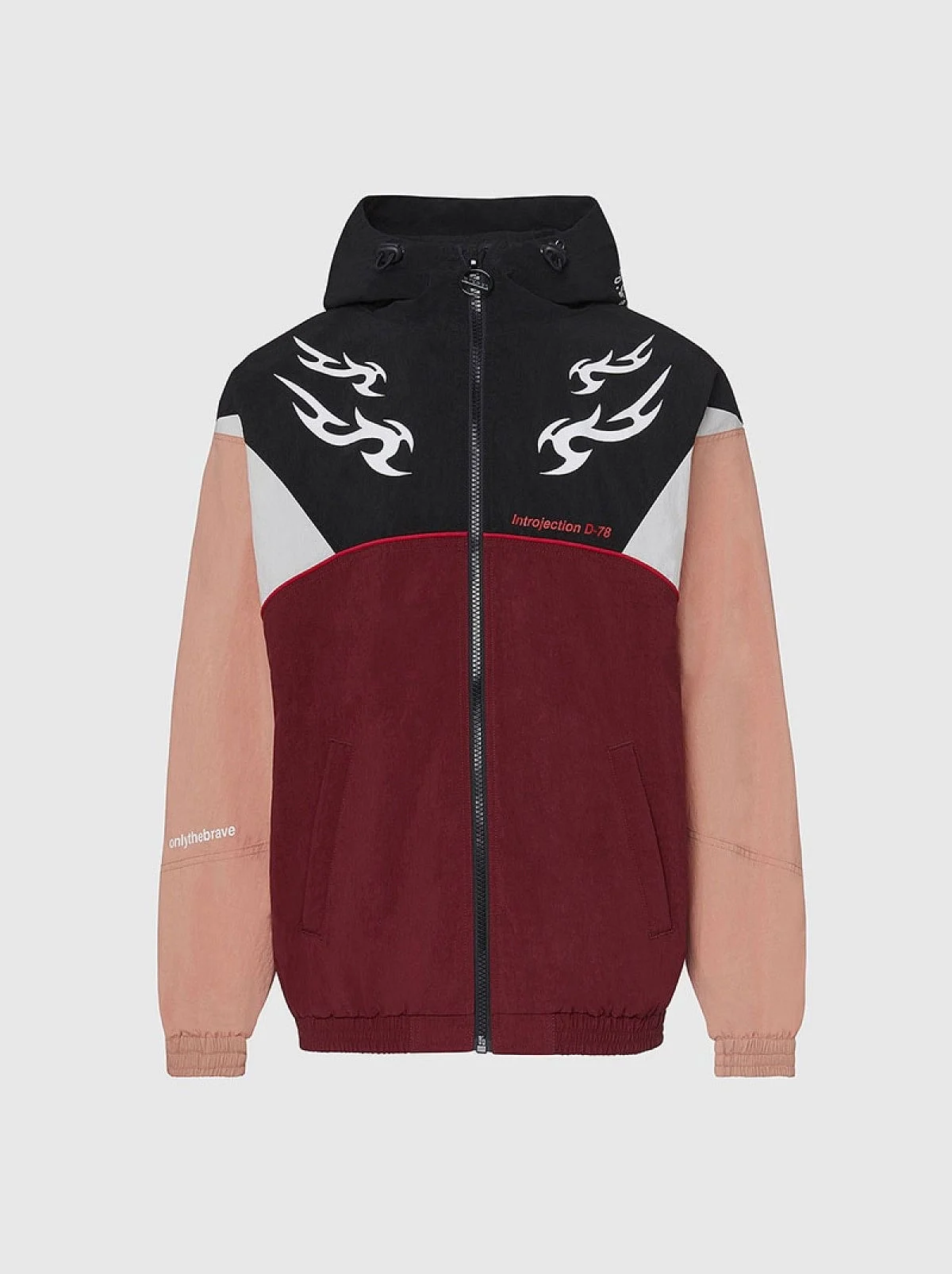 Pink Hooded jacket in colour-block nylon