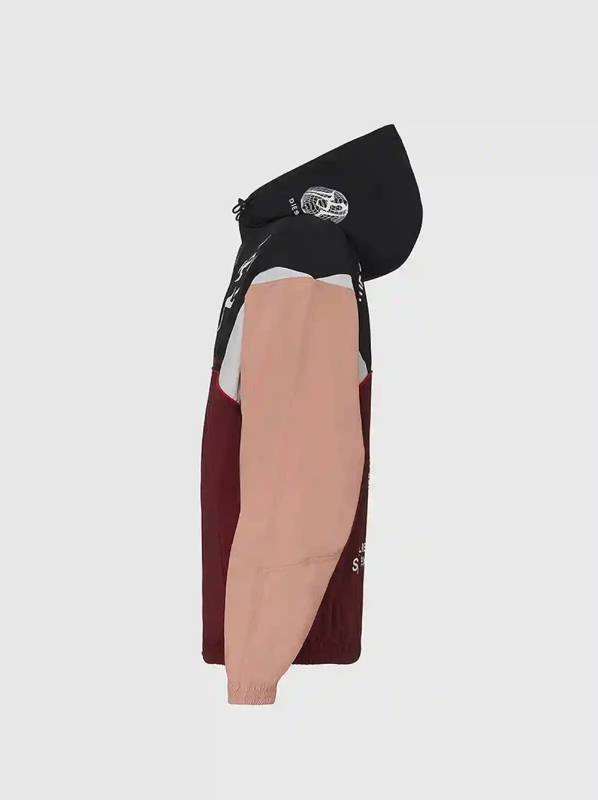 Pink Hooded jacket in colour-block nylon