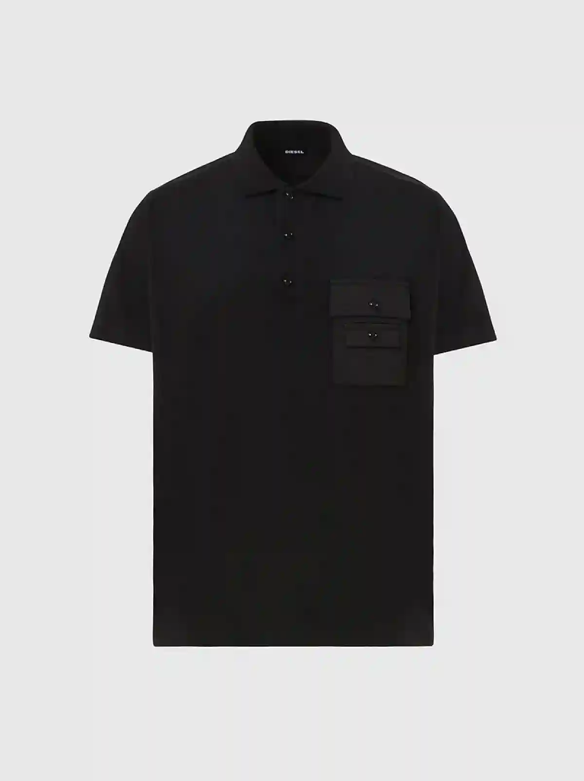 Black Pique polo shirt with twill details