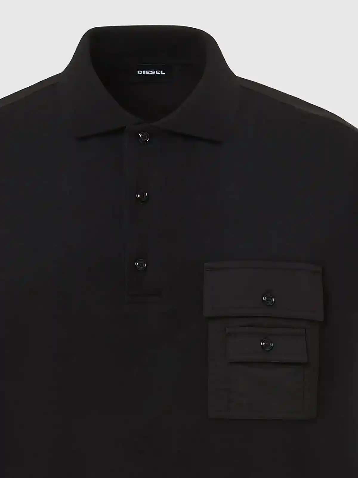 Black Pique polo shirt with twill details