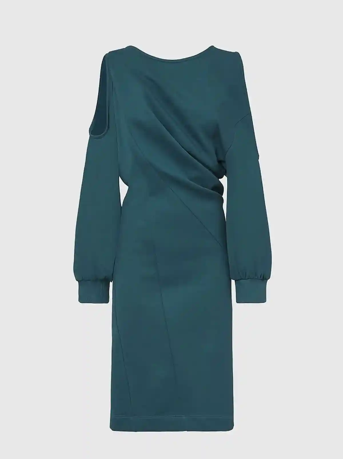 Green Twist-draped cold-shoulder dress