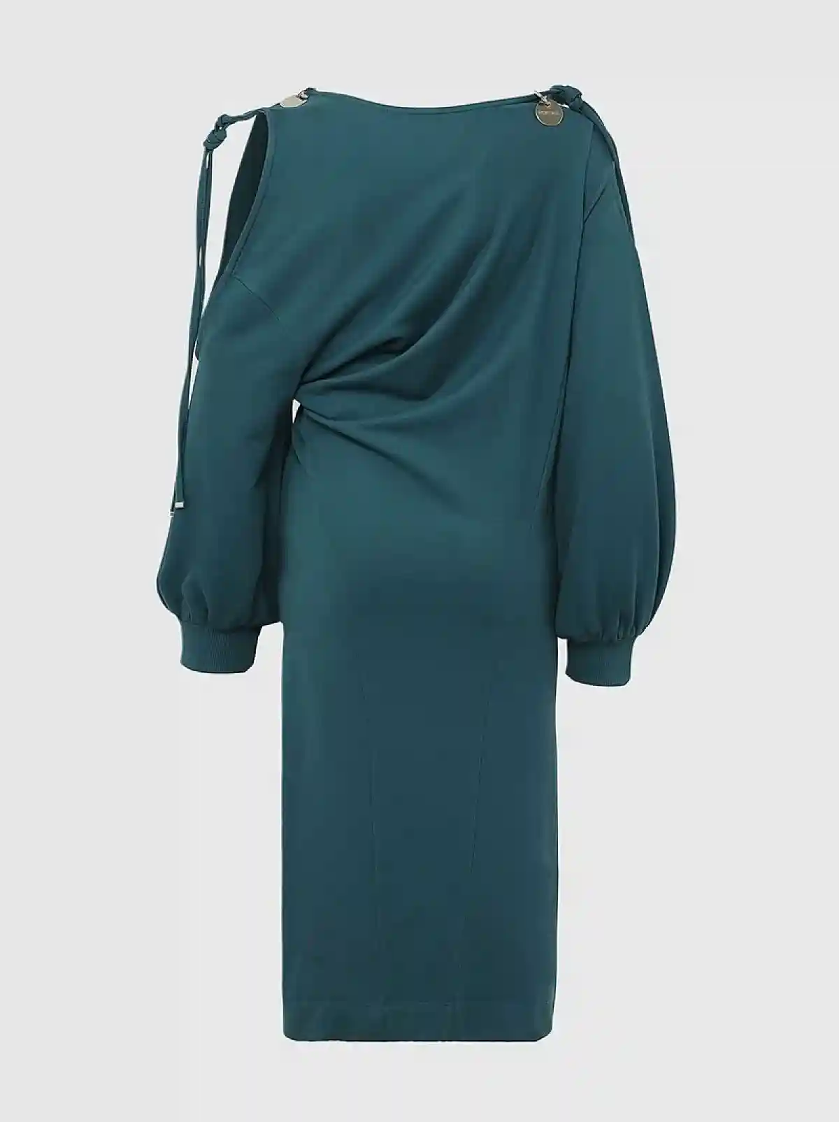 Green Twist-draped cold-shoulder dress