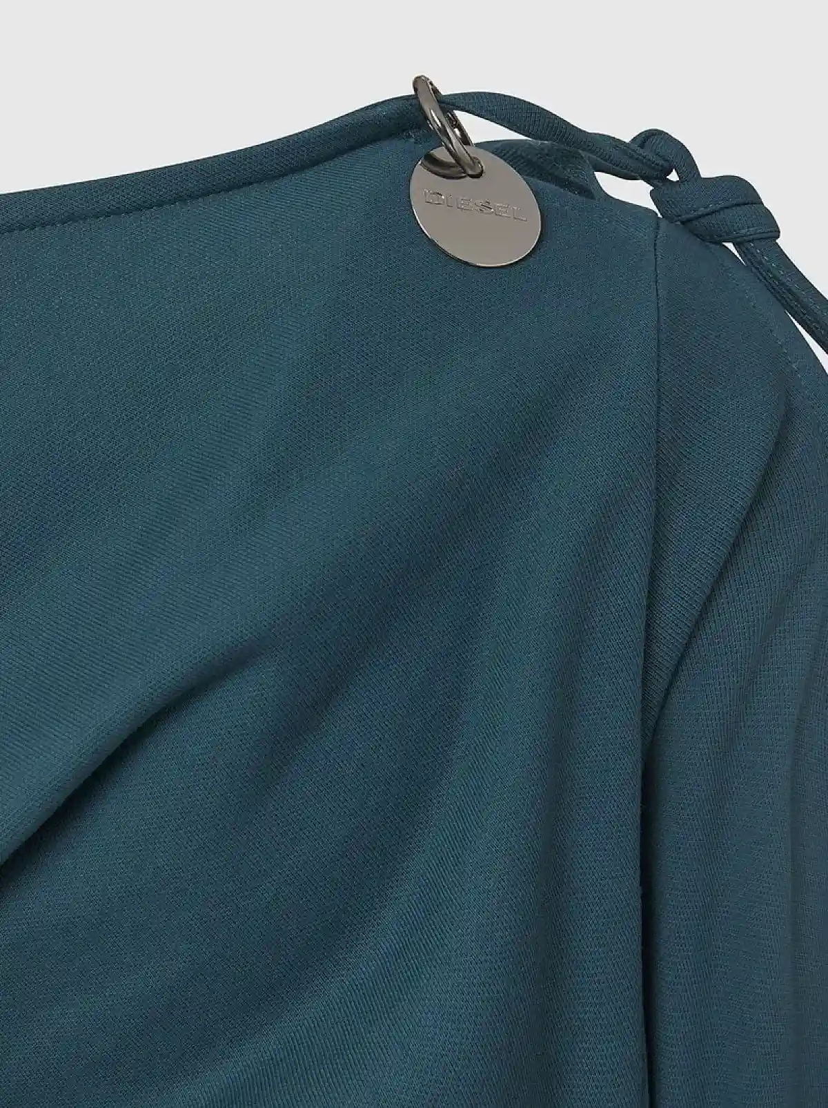 Green Twist-draped cold-shoulder dress