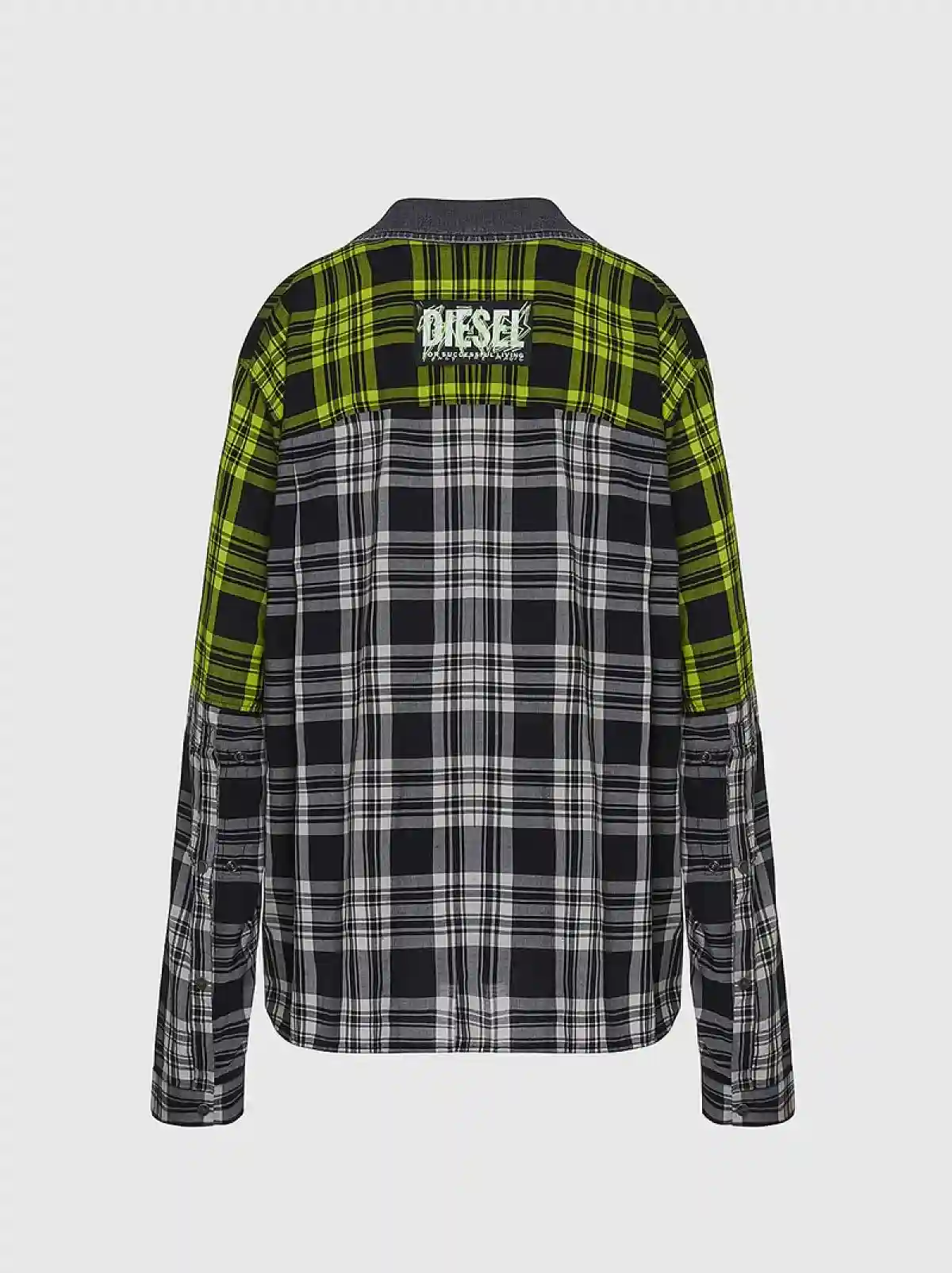 Multicolor Check shirt with denim detail