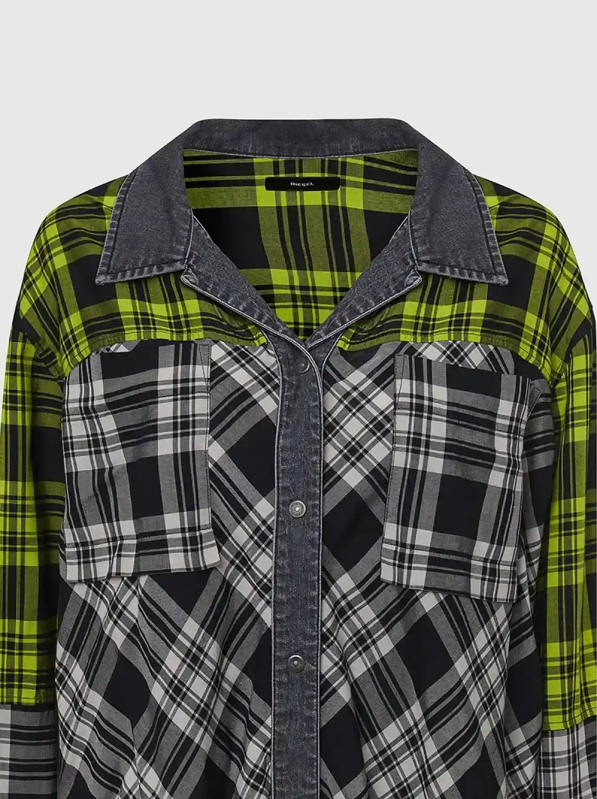 Multicolor Check shirt with denim detail