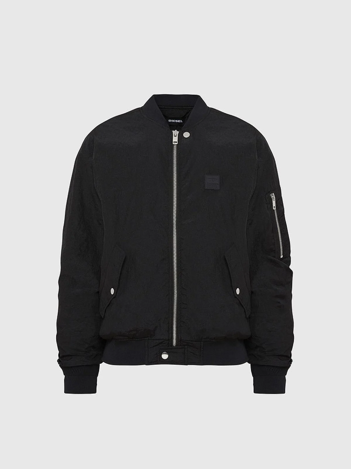 Black Bomber jacket in crinkle nylon