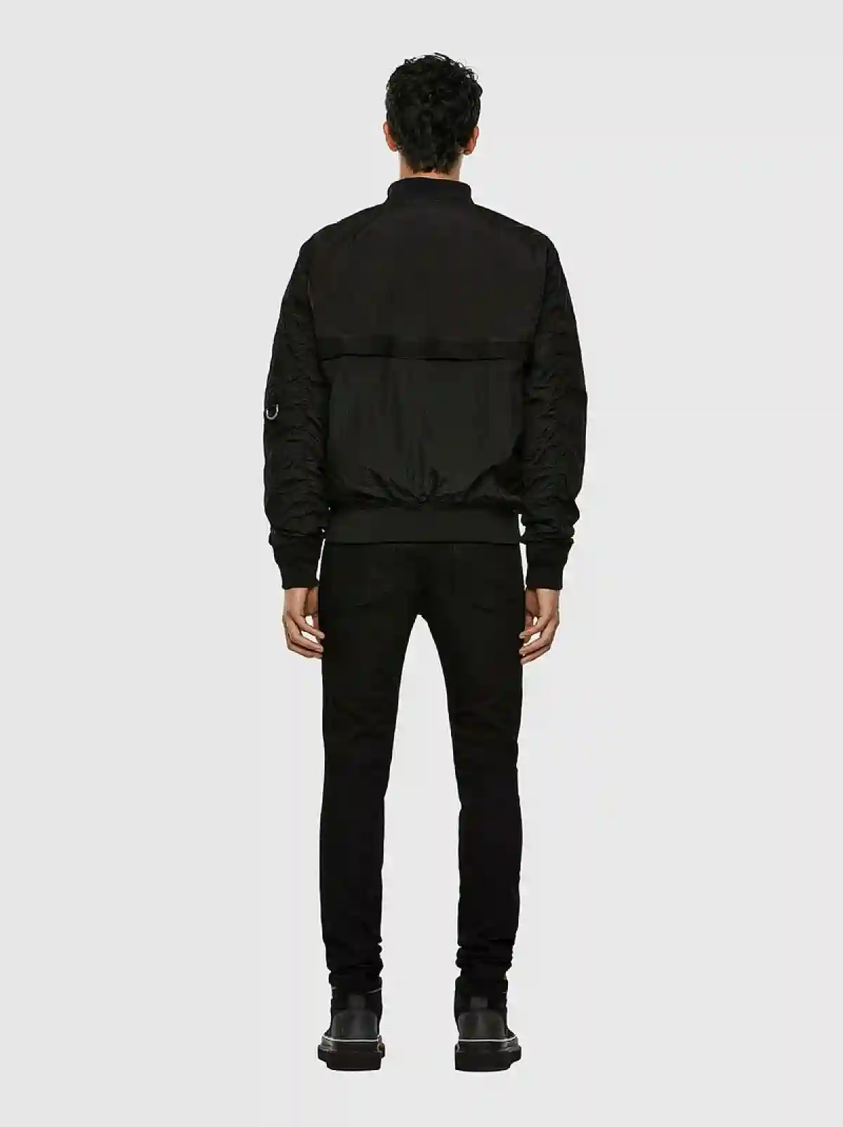 Black Bomber jacket in crinkle nylon