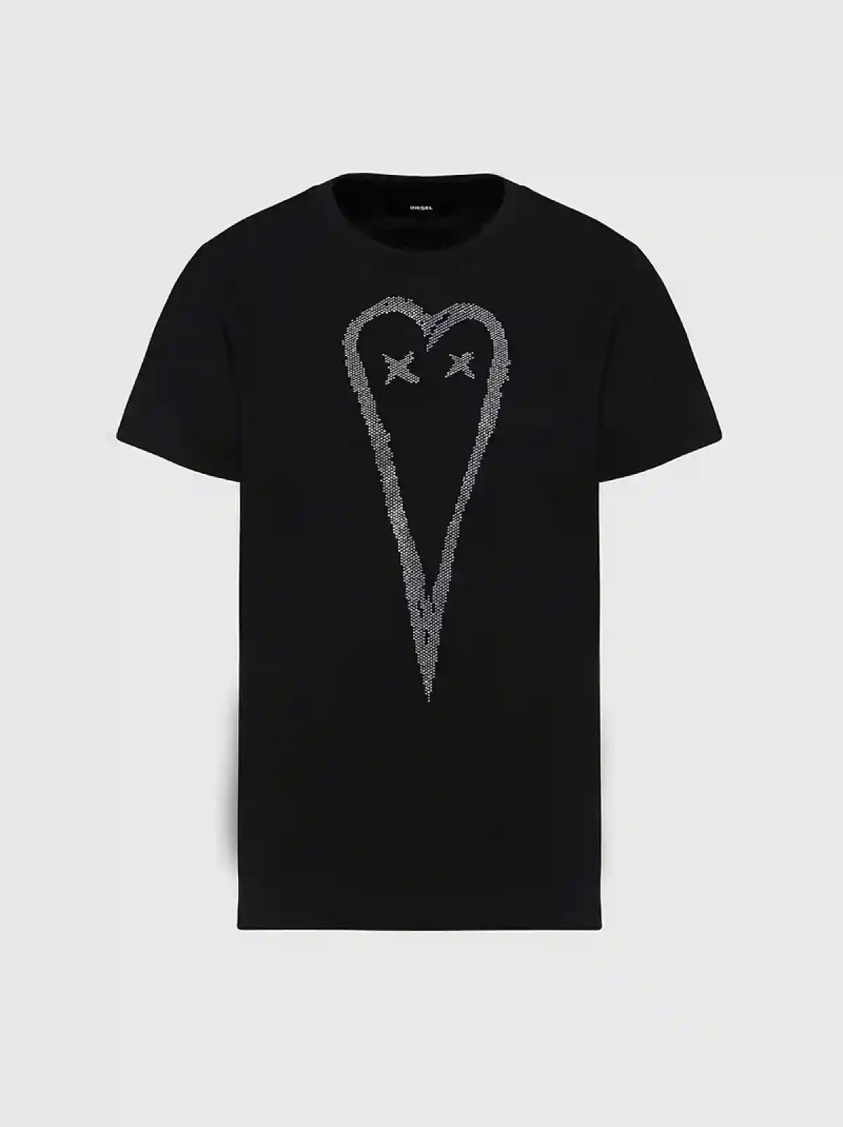 Black Cotton T-shirt with studded heart