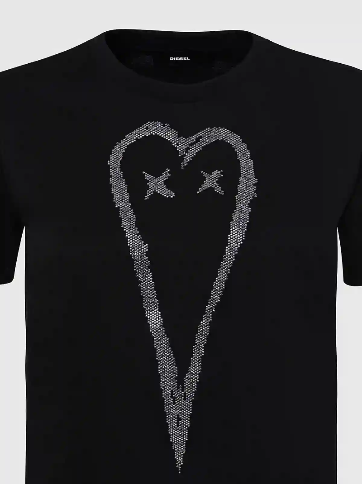 Black Cotton T-shirt with studded heart