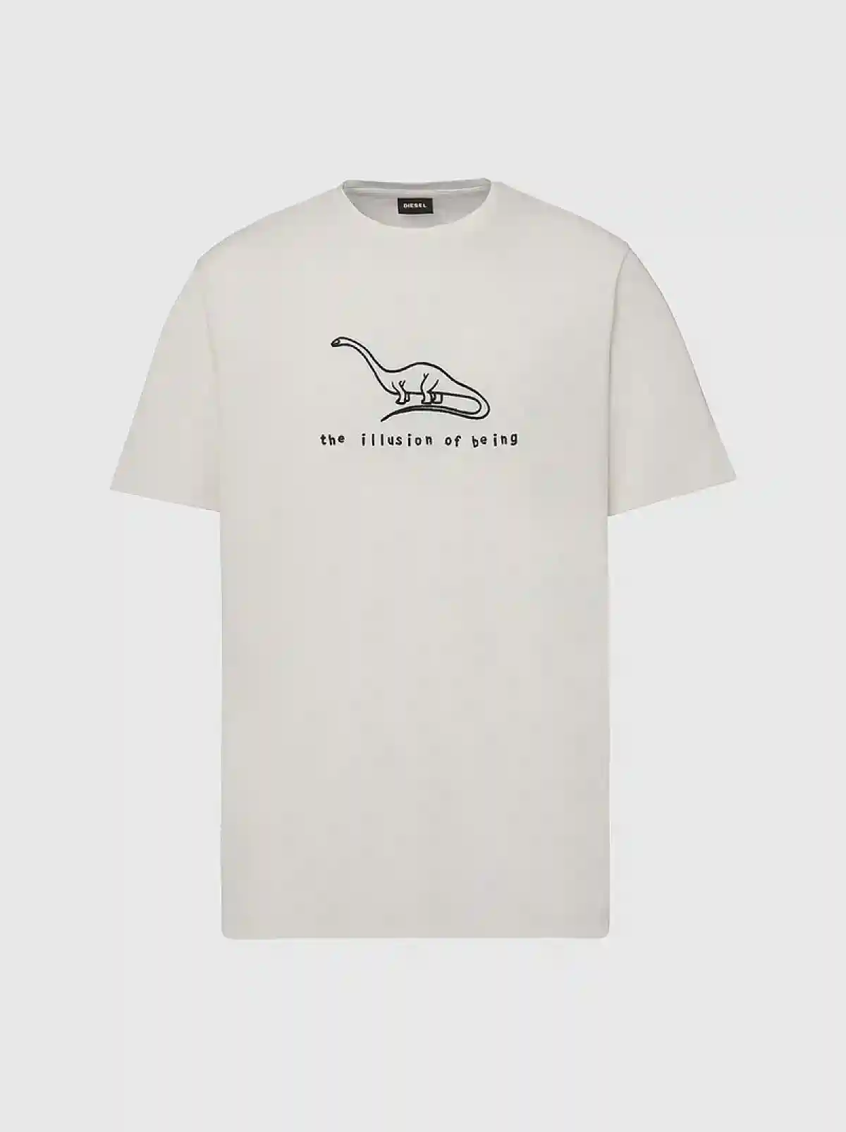 White T-shirt with dinosaur embroidery
