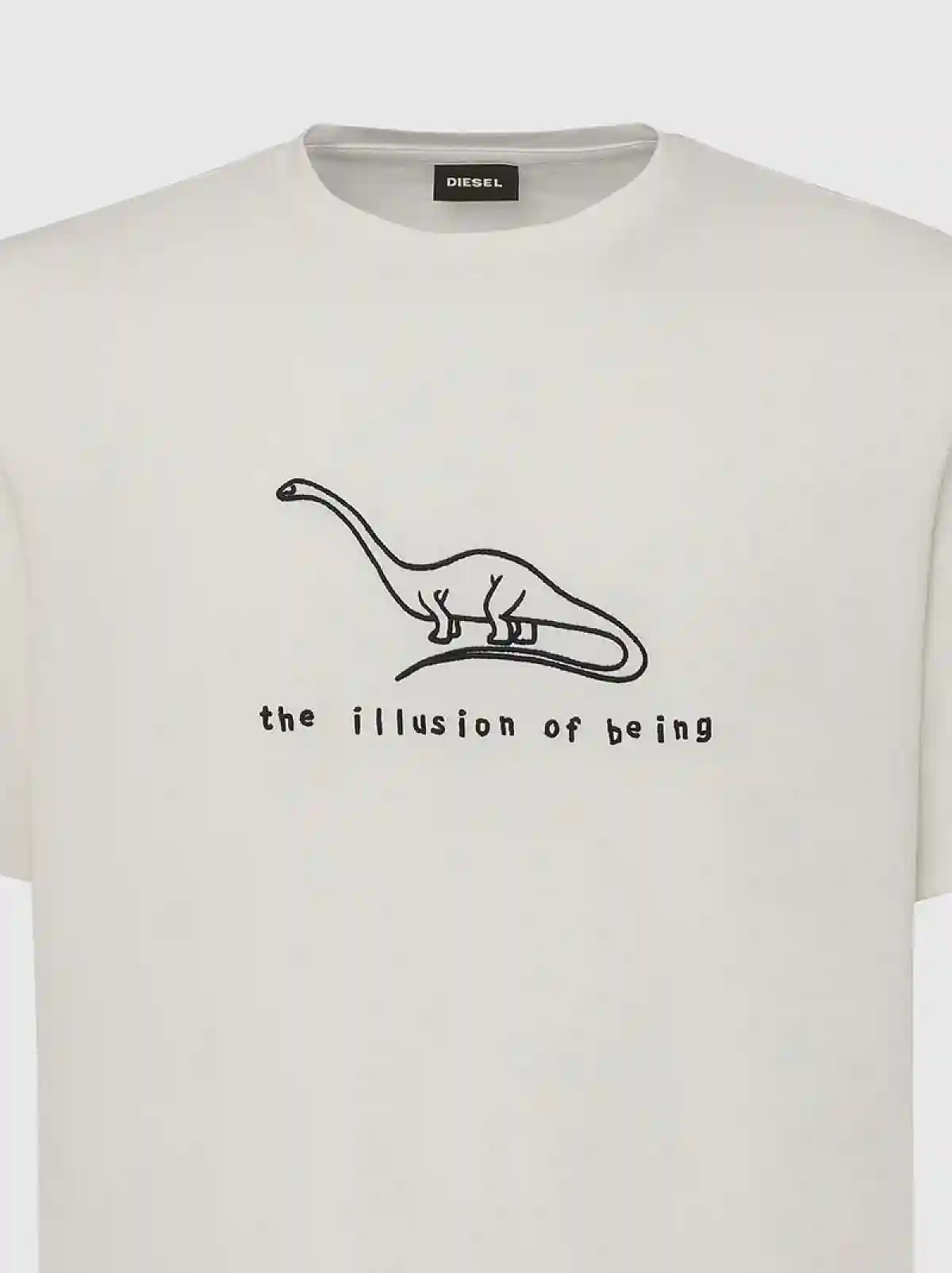White T-shirt with dinosaur embroidery