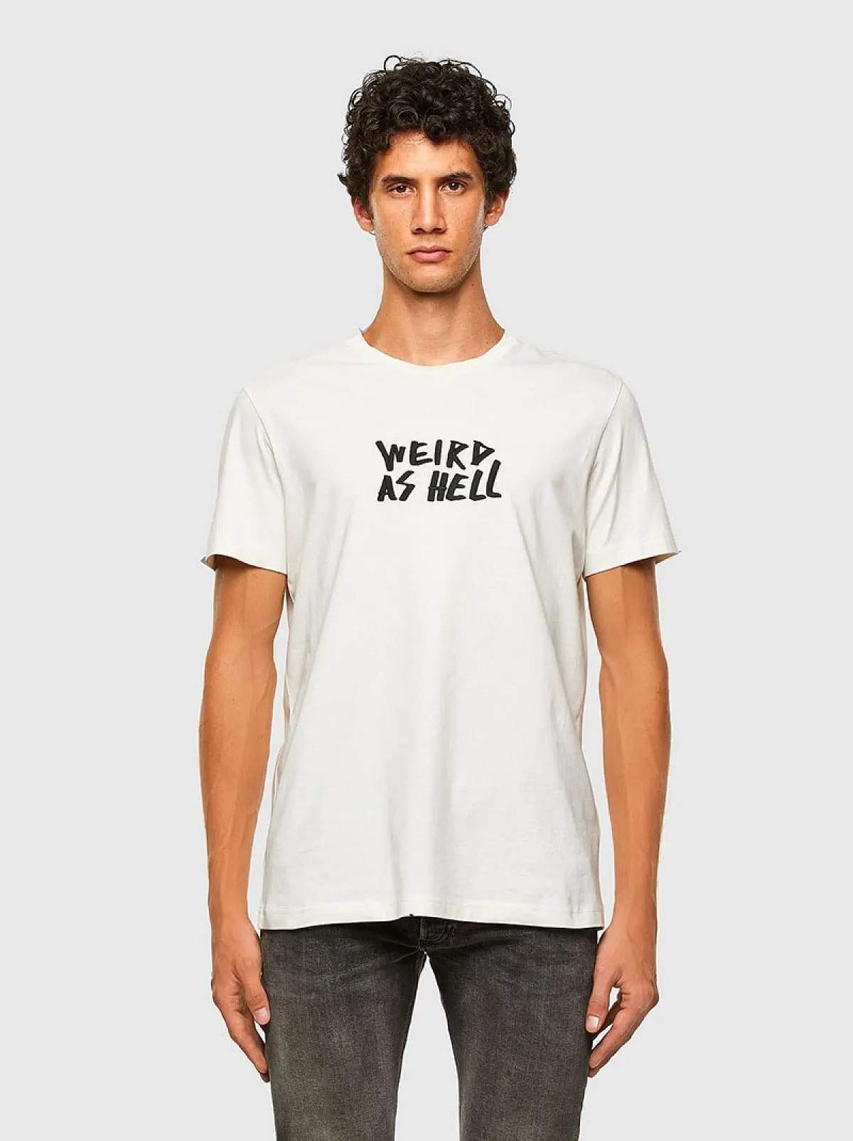White T-shirt with Weird As Hell embroidery