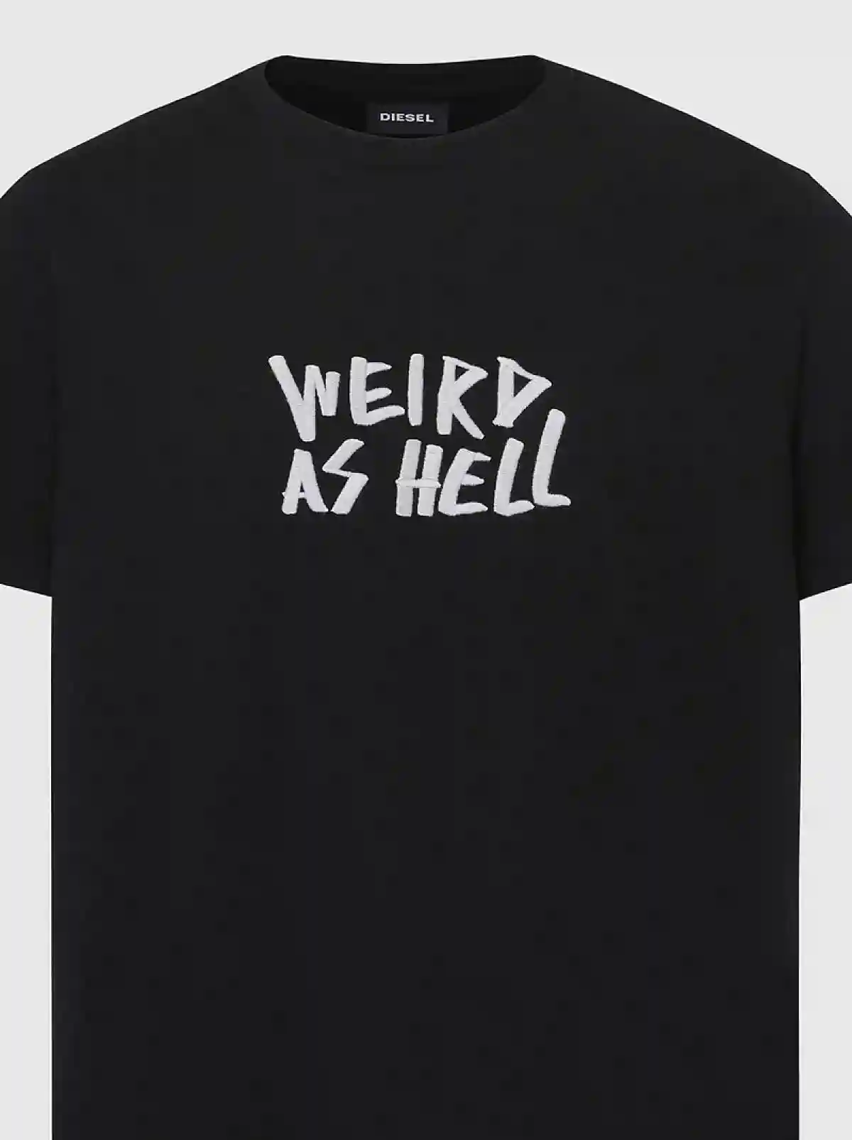 Black T-shirt with Weird As Hell embroidery