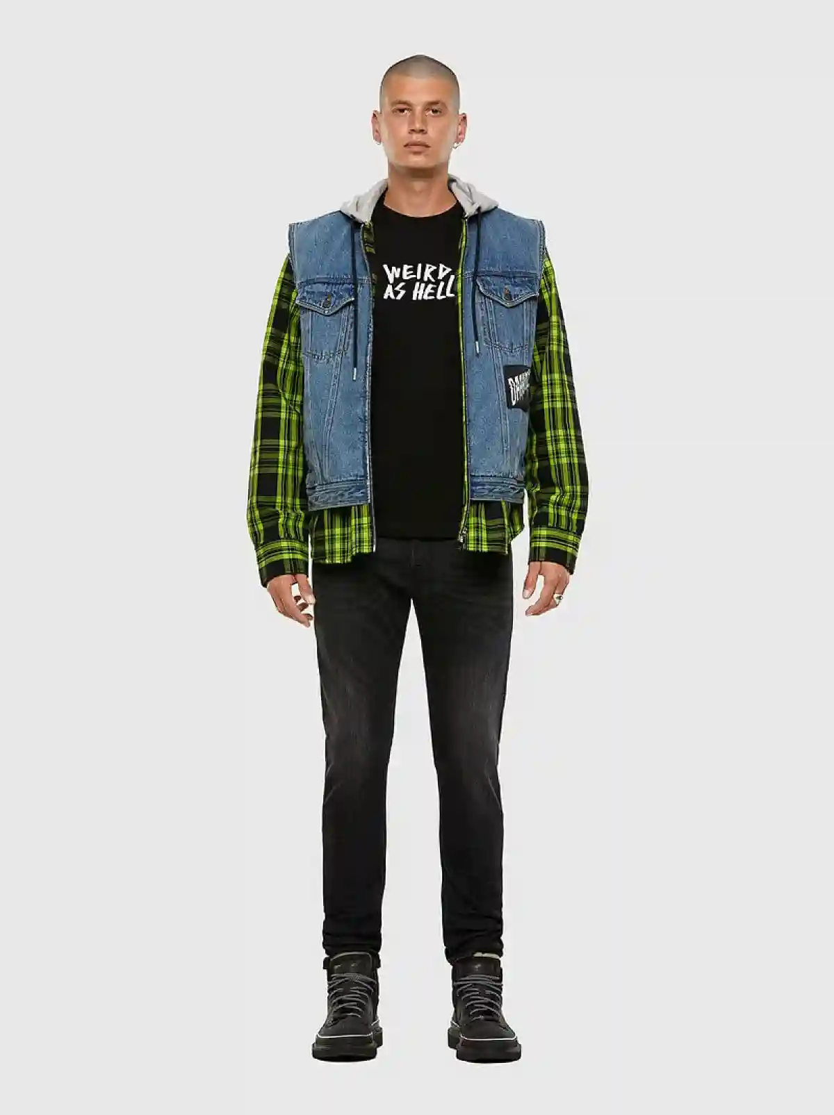 Black T-shirt with Weird As Hell embroidery
