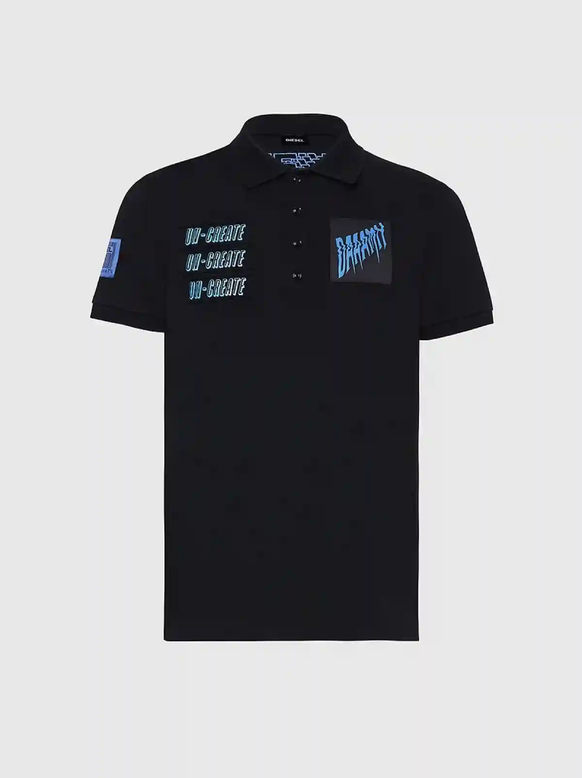 Black Jersey polo shirt with patches
