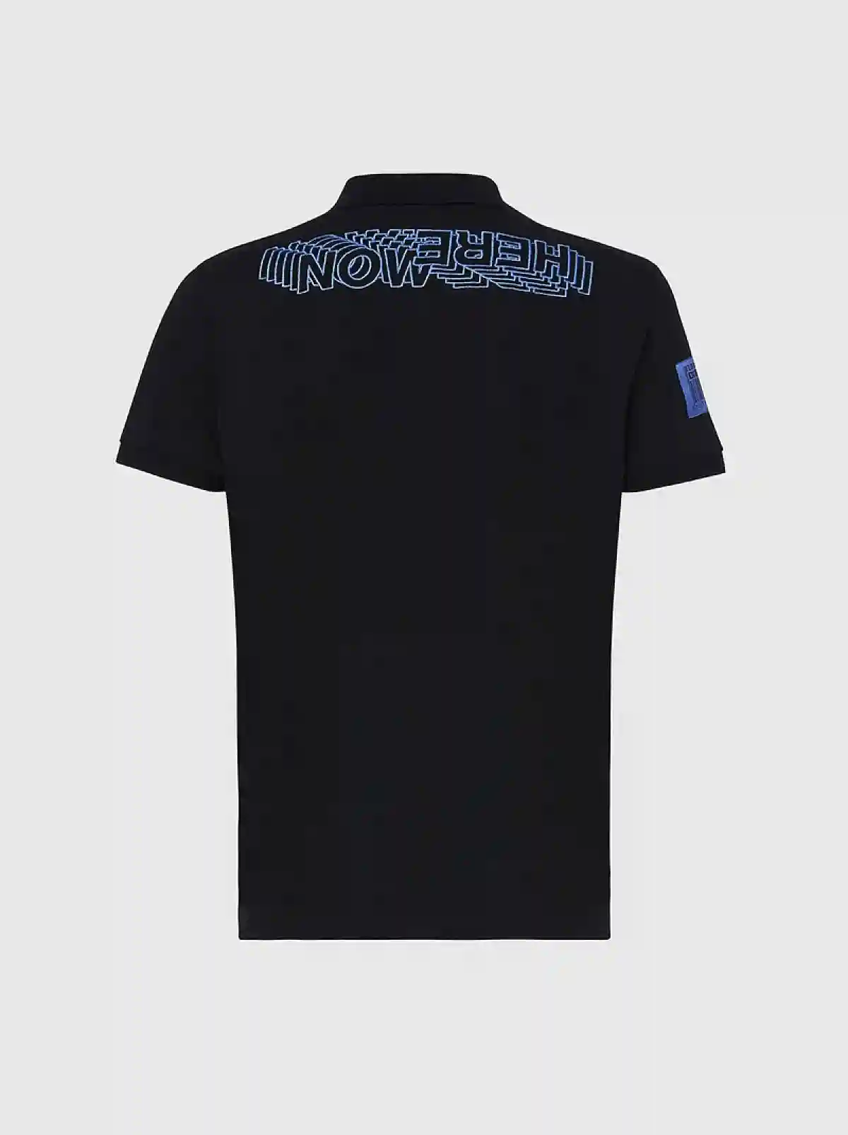 Black Jersey polo shirt with patches