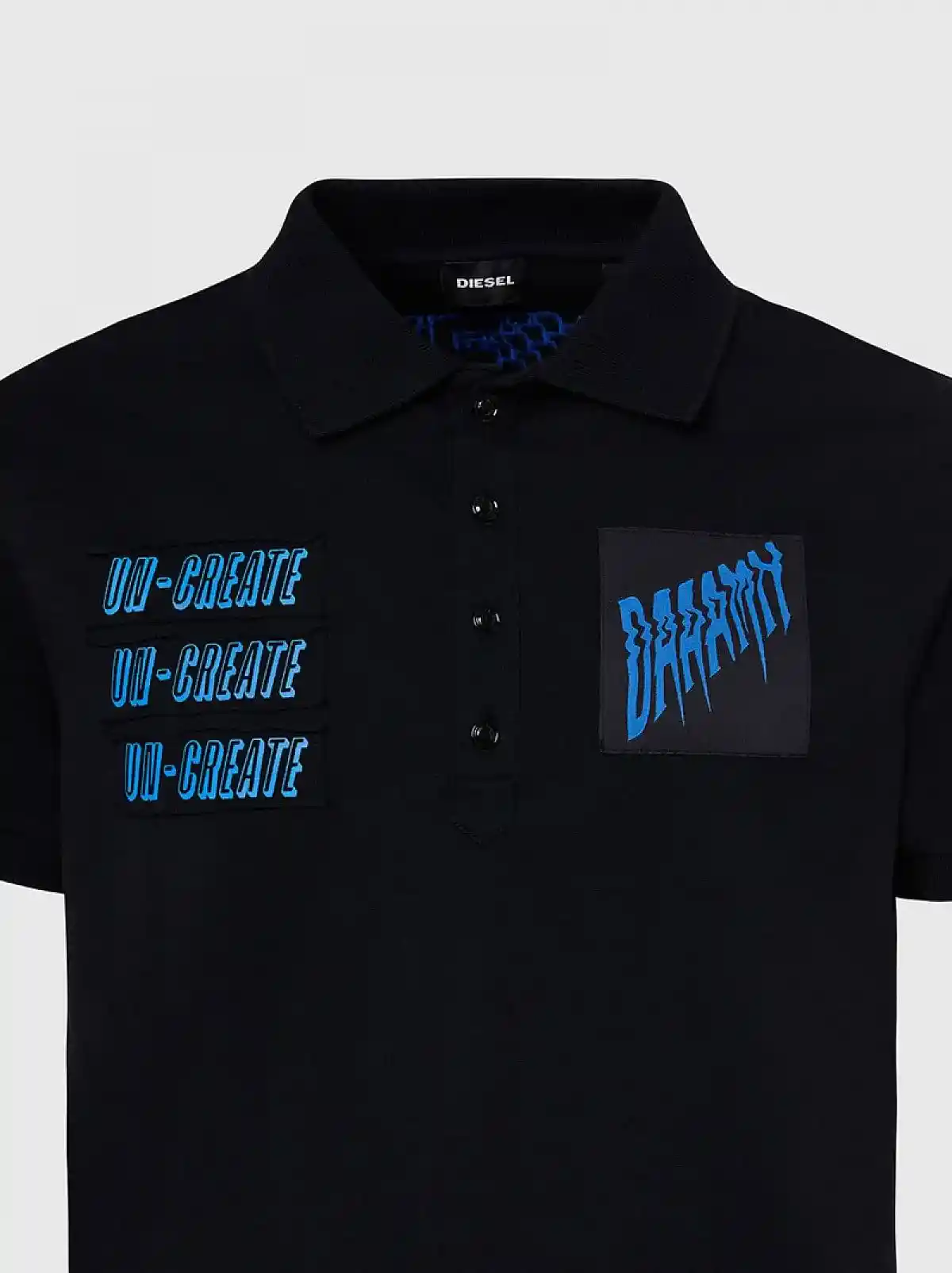 Black Jersey polo shirt with patches