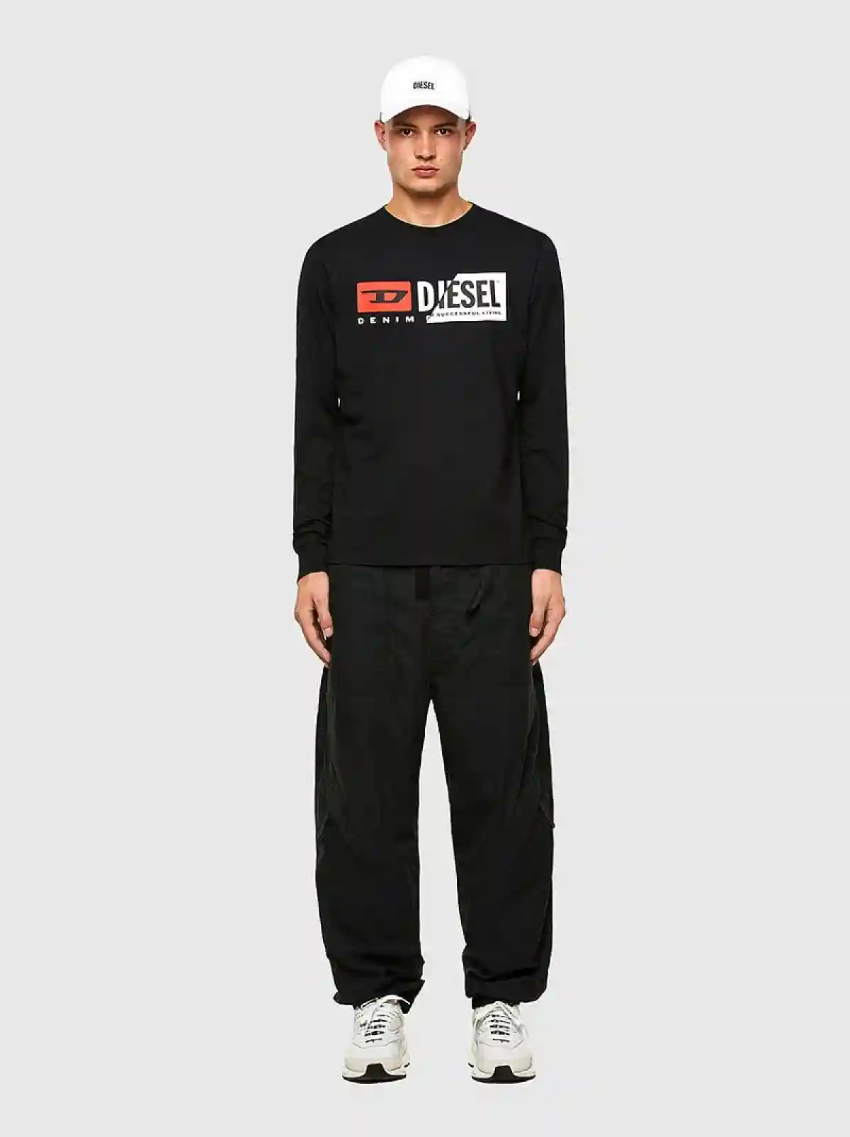 Black Long-sleeve T-shirt with double logo