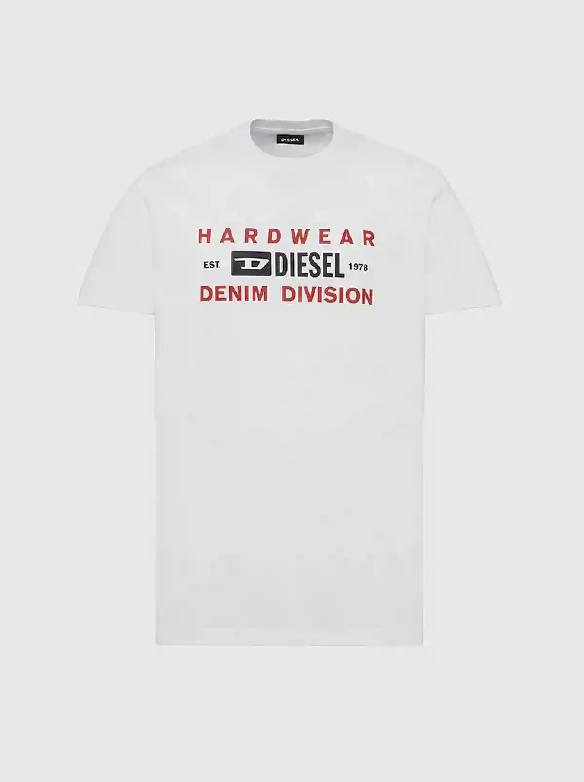 White T-shirt with Denim Division print