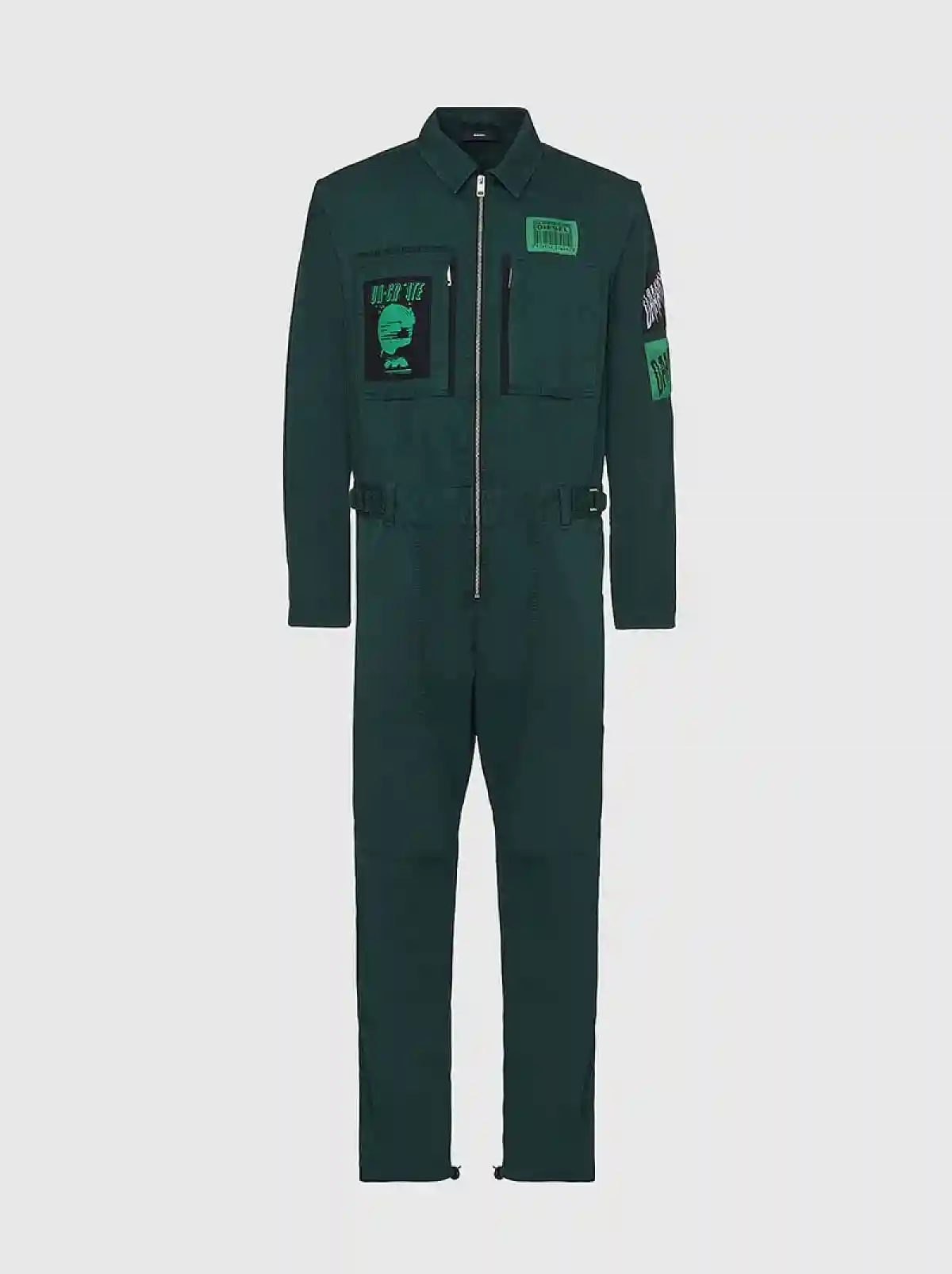 Green Convertible jumpsuit with patches
