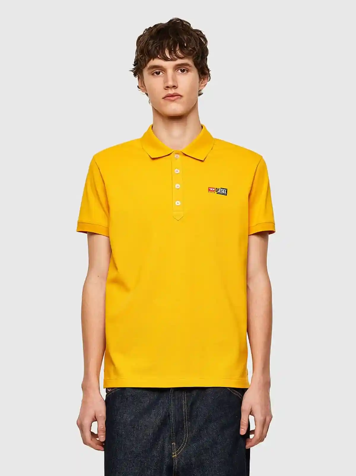 Yellow Pique polo shirt with double logo