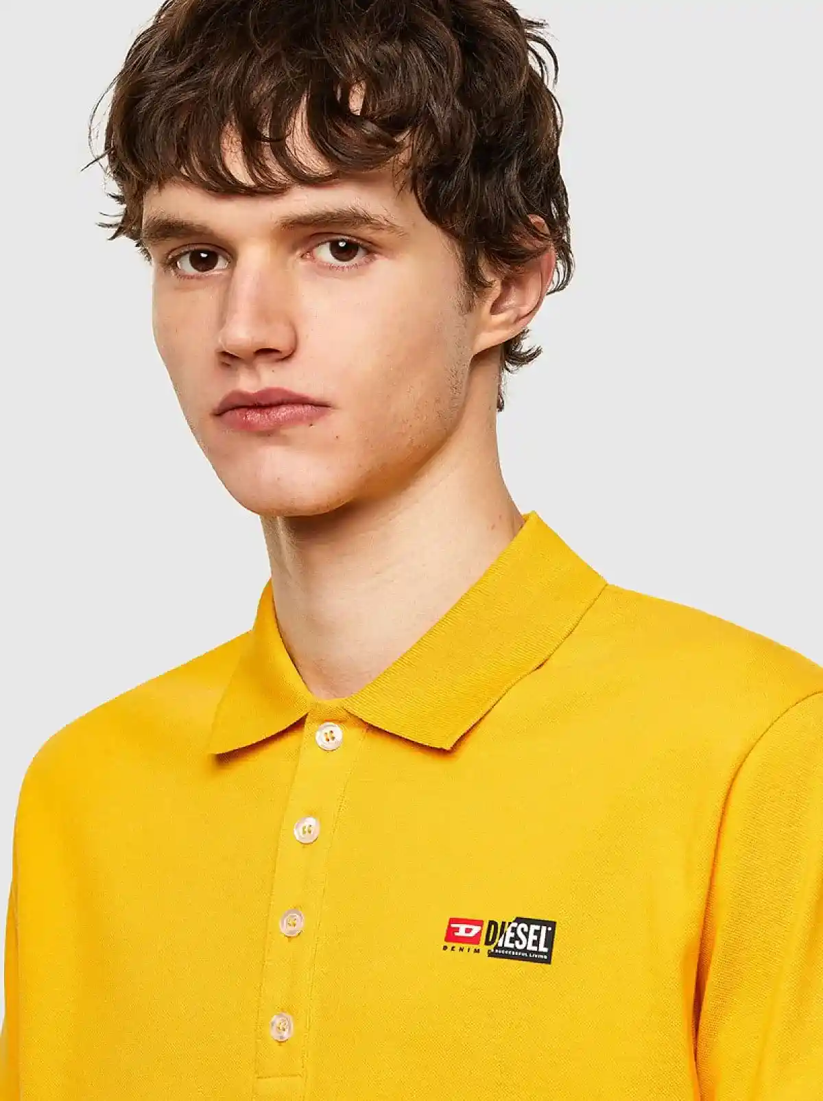 Yellow Pique polo shirt with double logo