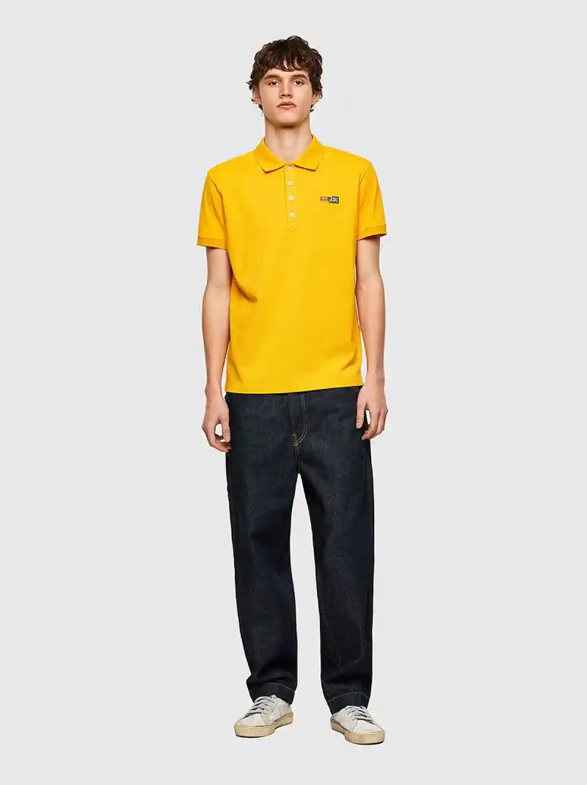 Yellow Pique polo shirt with double logo