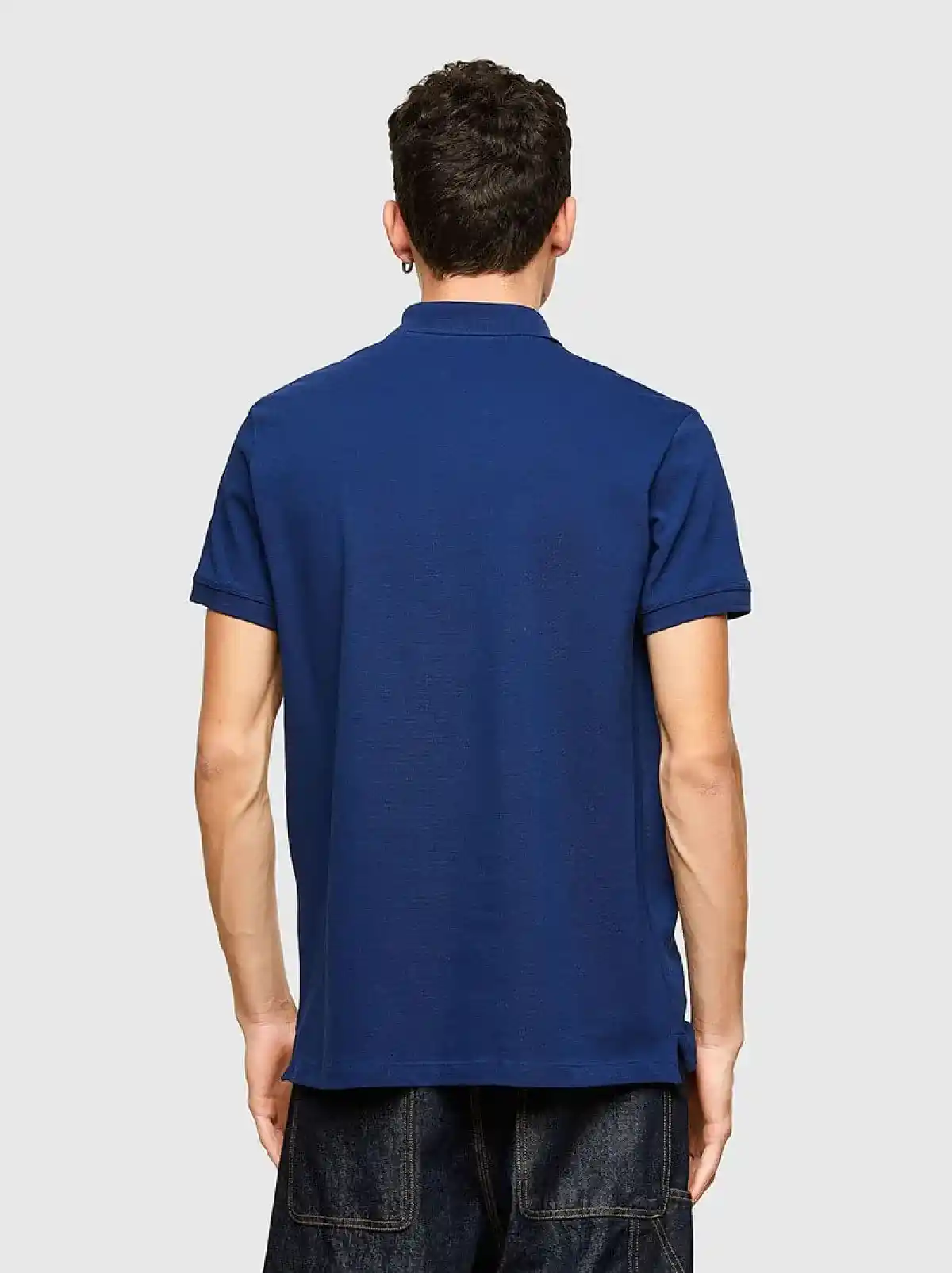 Blue Pique polo shirt with double logo