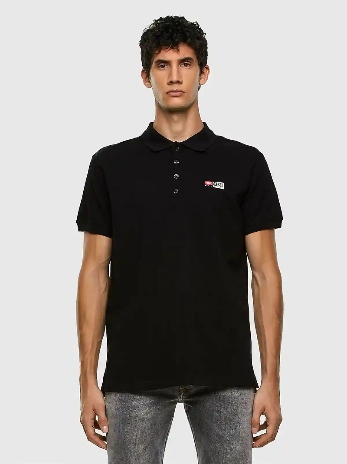 Black Pique polo shirt with double logo