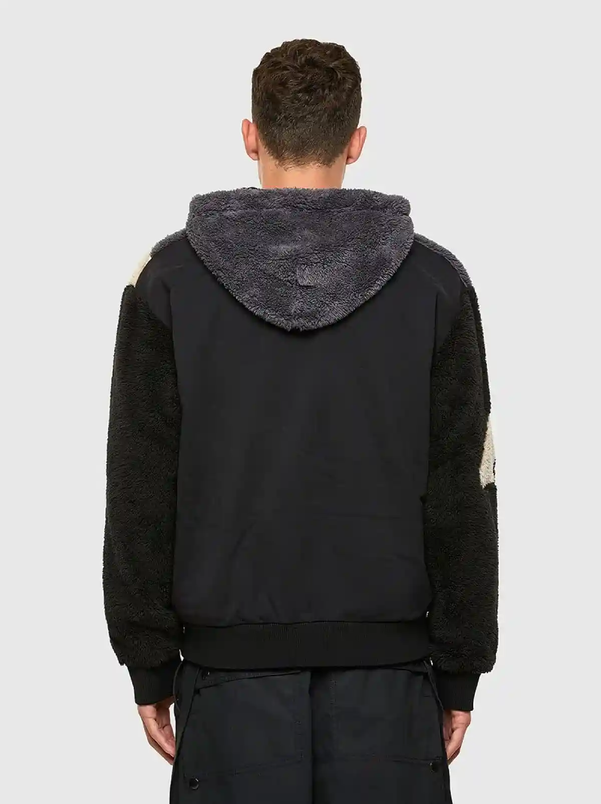 Multicolor Zip-up hoodie in colour-block teddy
