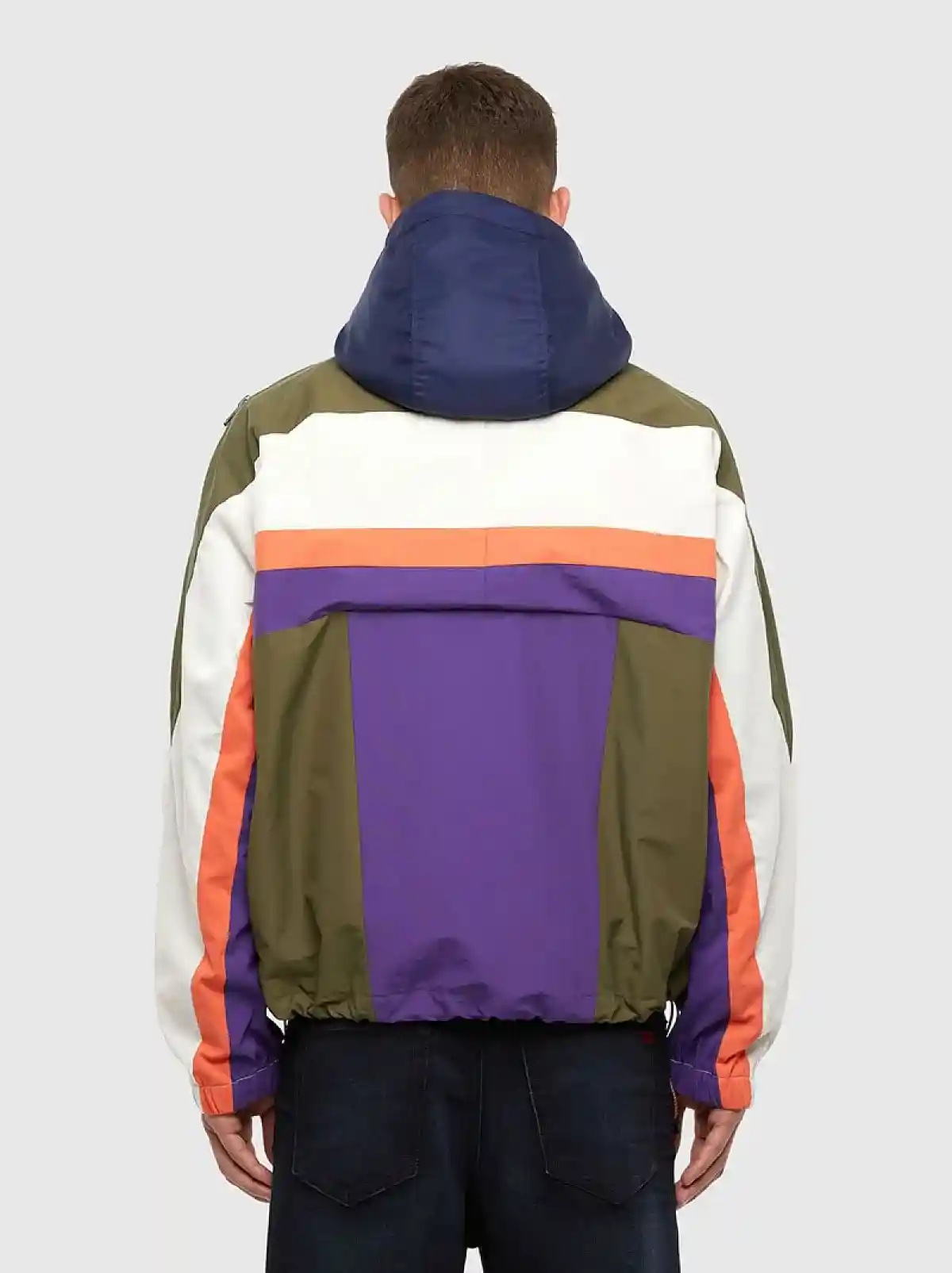 Multicolor Colour-block hooded anorak