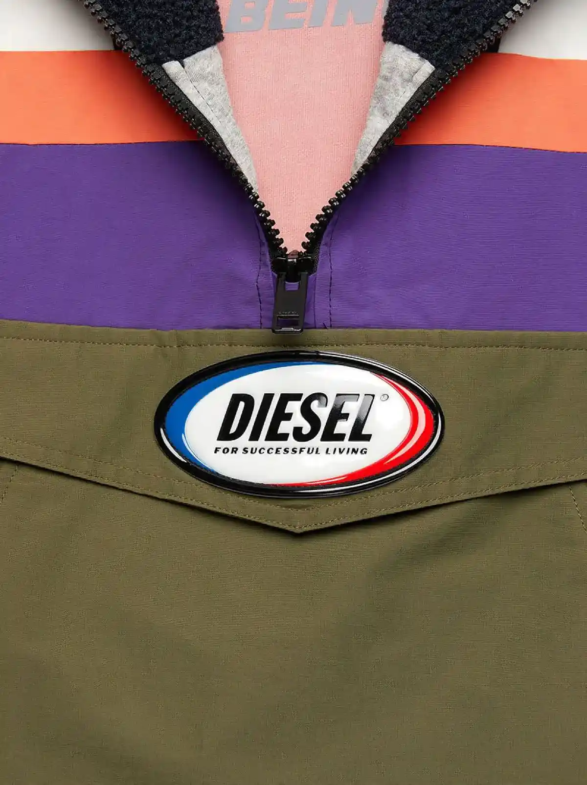 Multicolor Colour-block hooded anorak