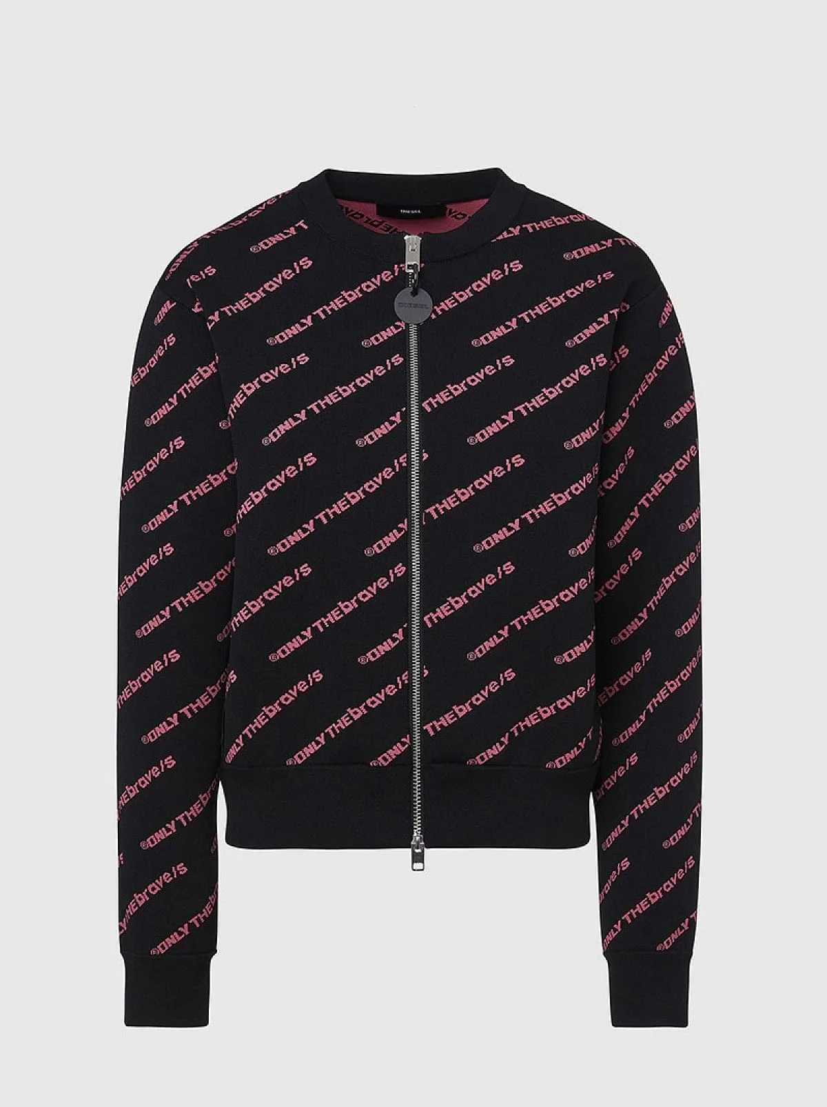 Black Knit jacket with diagonal lettering