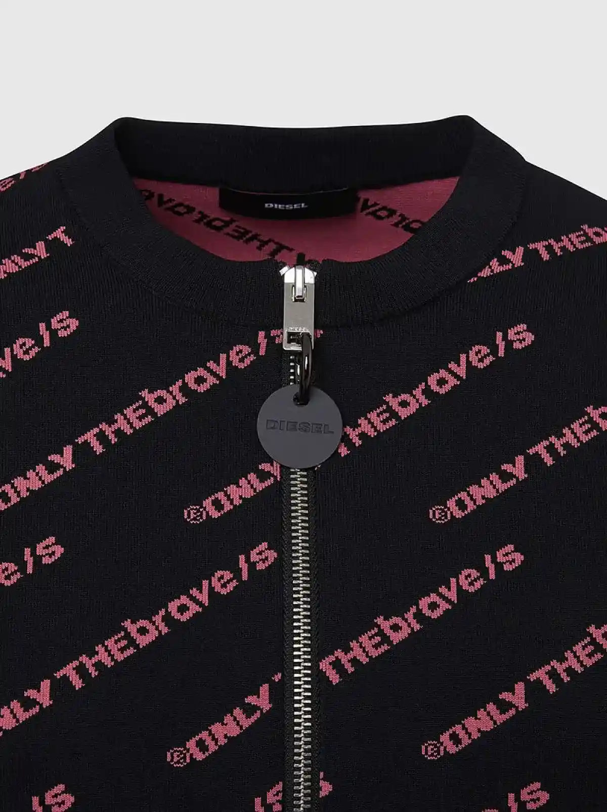 Black Knit jacket with diagonal lettering