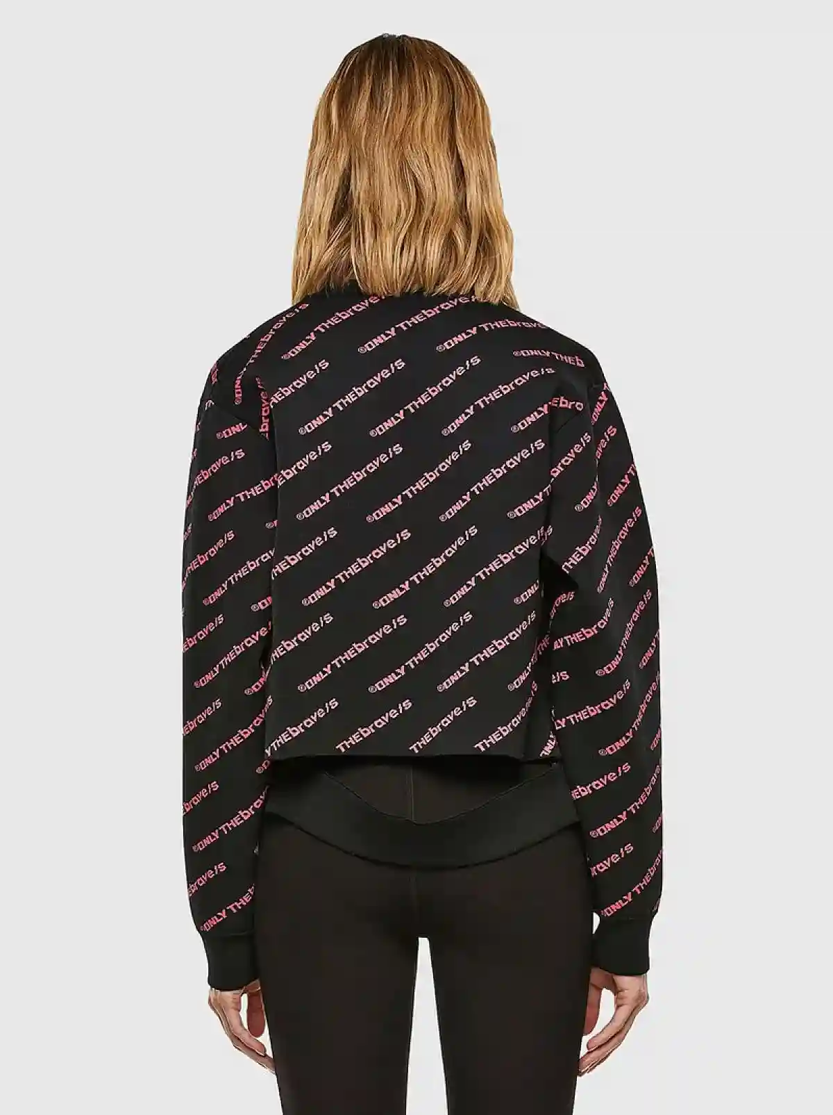 Black Knit jacket with diagonal lettering