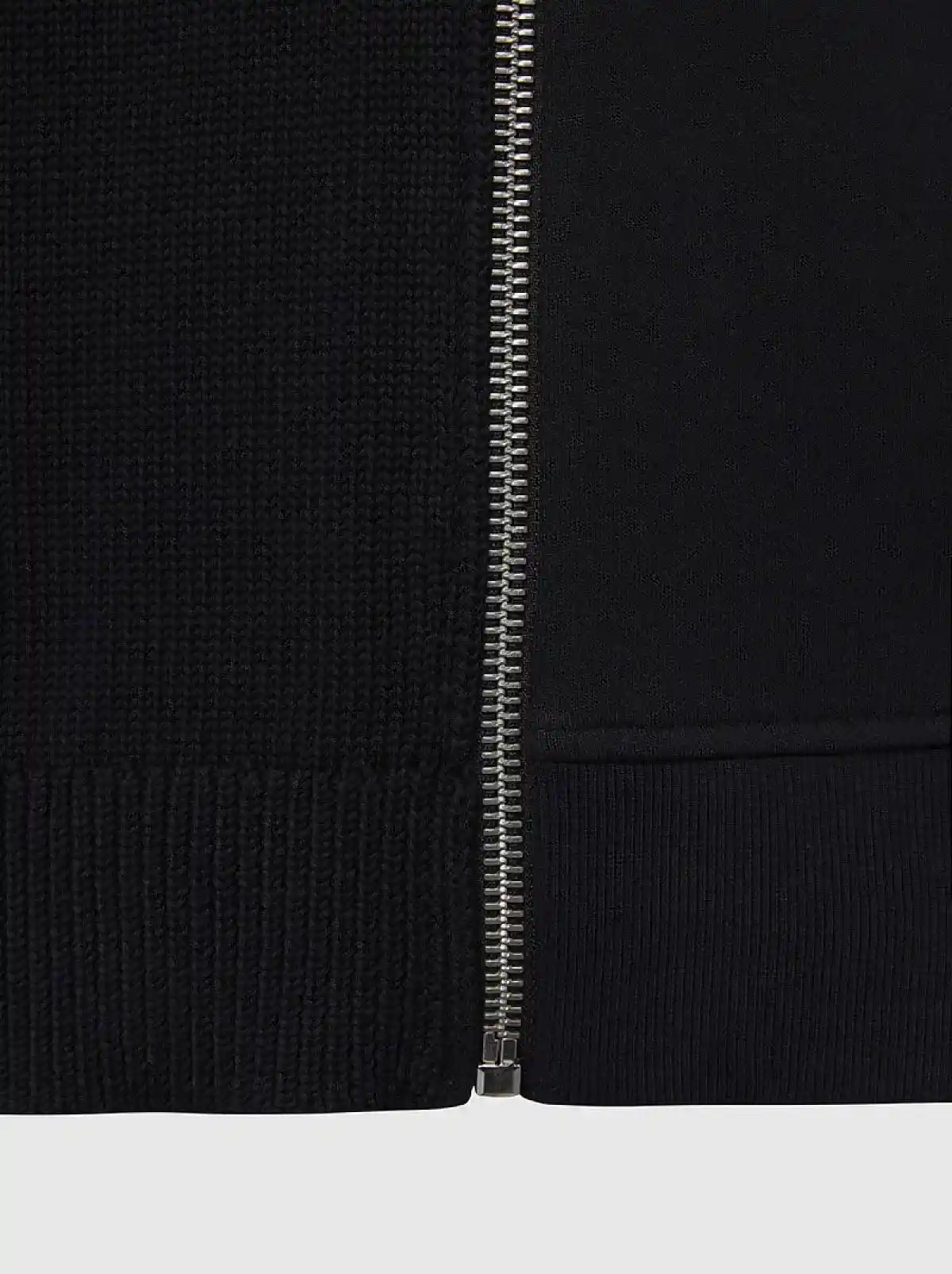 Black Zip-up cardigan in two textures