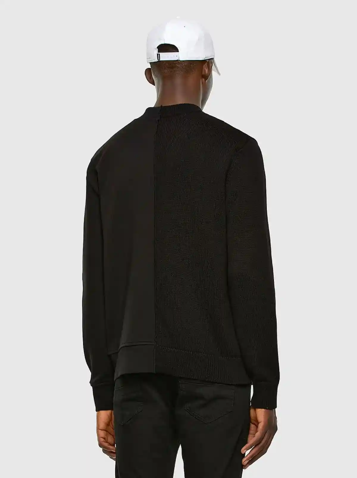 Black Zip-up cardigan in two textures