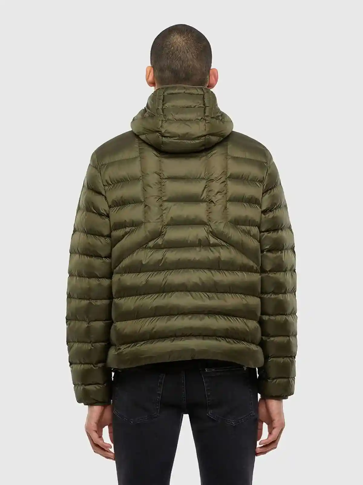 Green Hooded jacket in quilted nylon
