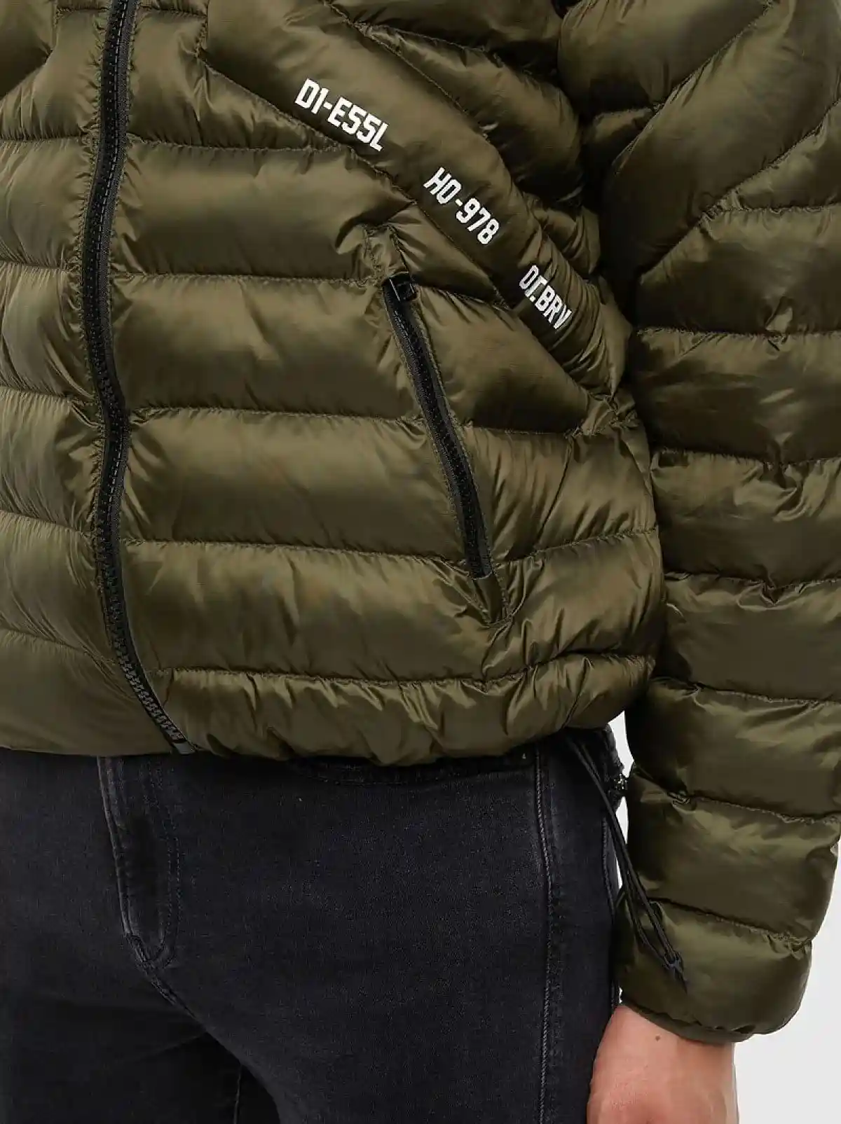 Green Hooded jacket in quilted nylon