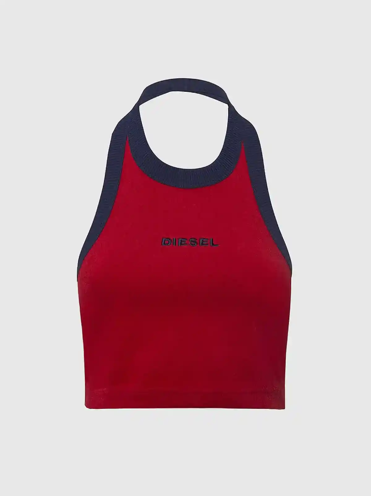 Red and Blue Ribbed crop top in sponge fabric