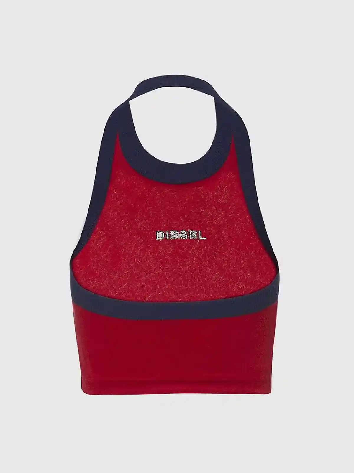 Red and Blue Ribbed crop top in sponge fabric