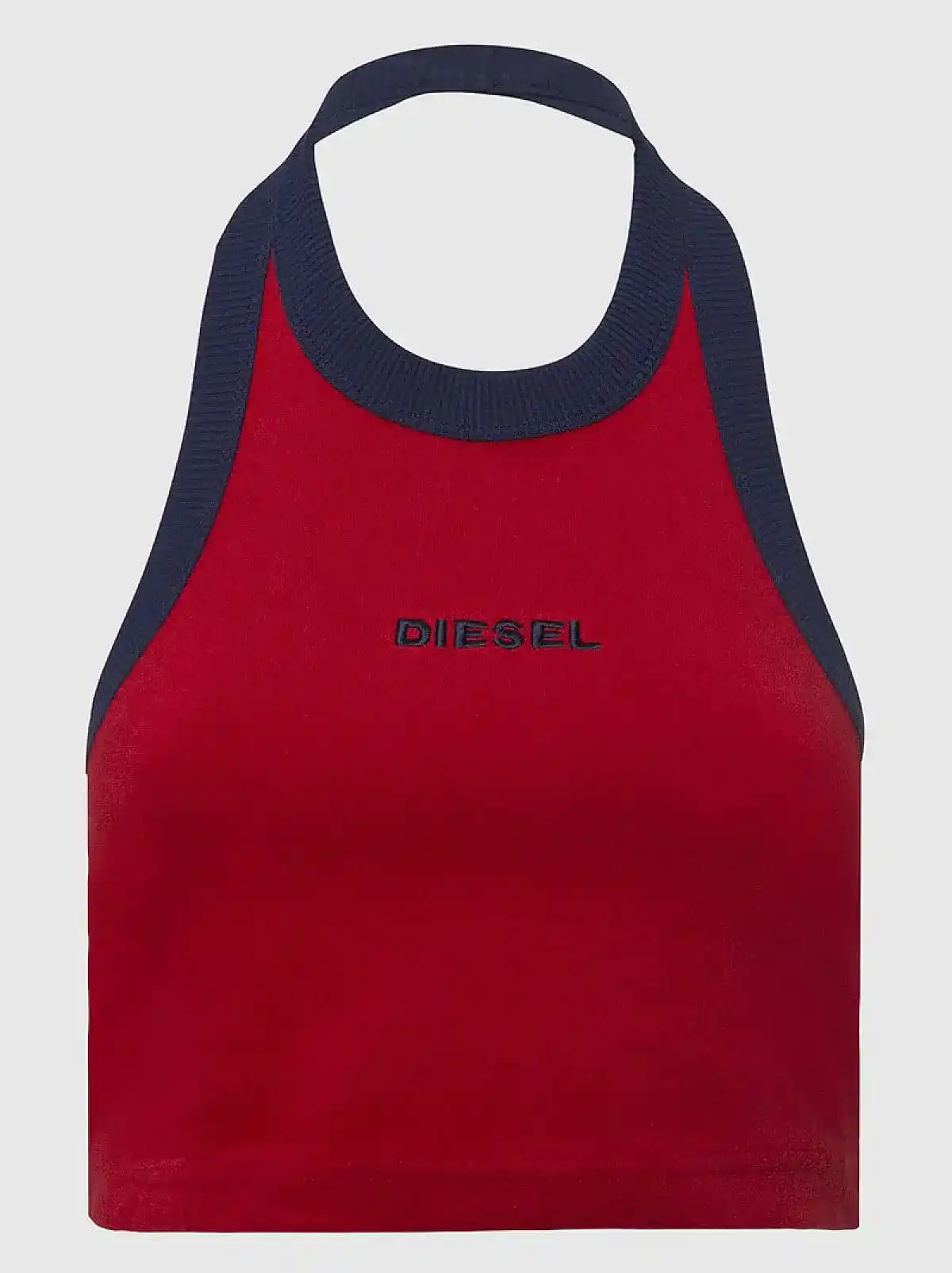 Red and Blue Ribbed crop top in sponge fabric