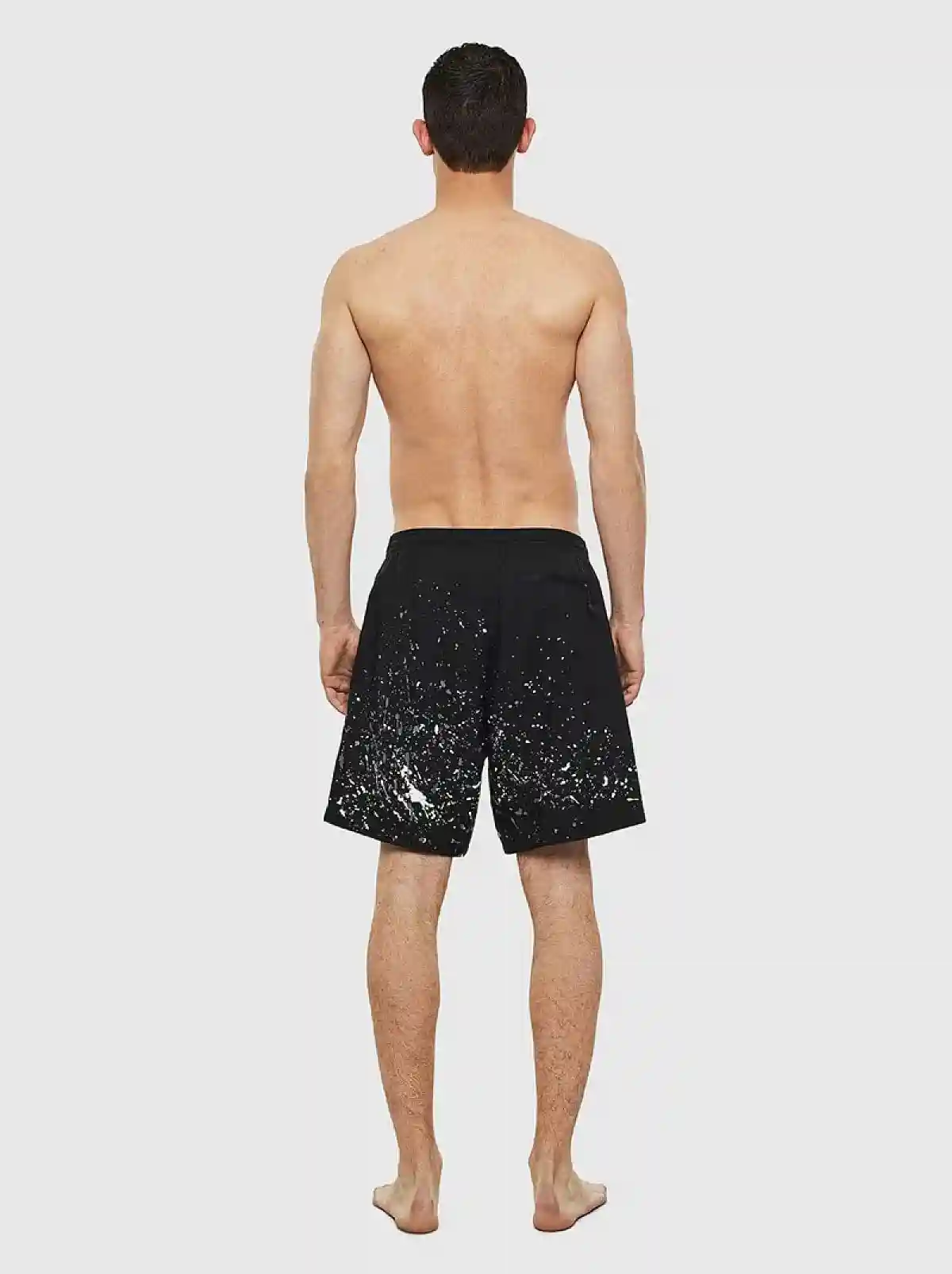 Black Mid-length splatter swim shorts