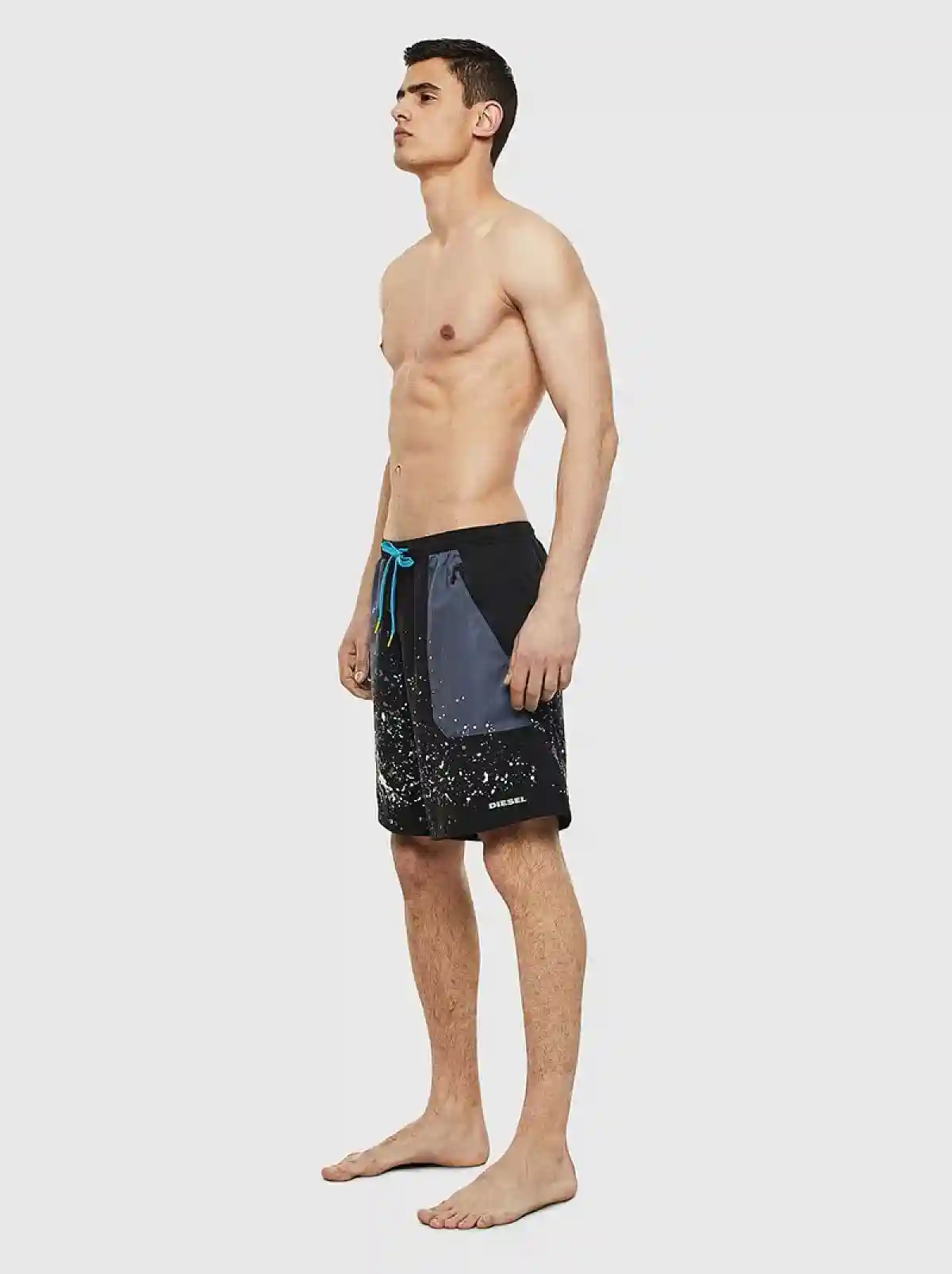 Black Mid-length splatter swim shorts