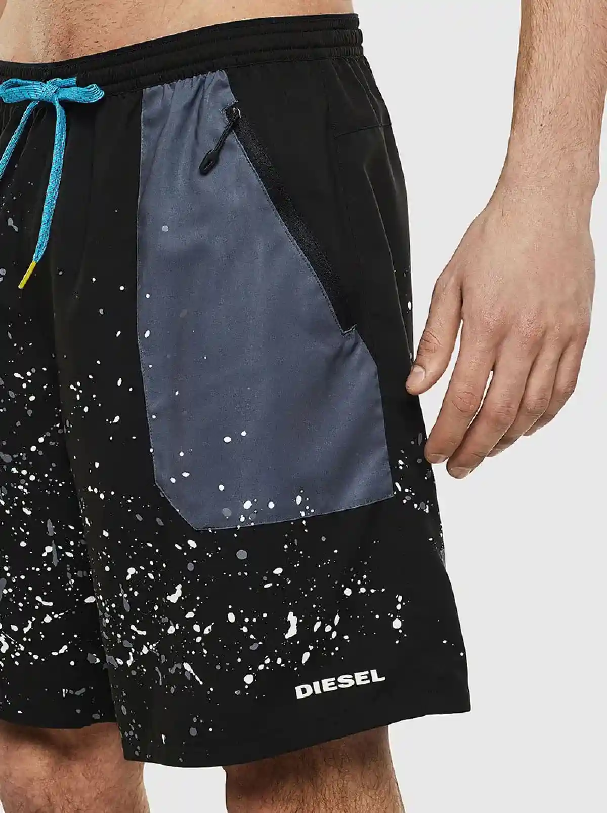 Black Mid-length splatter swim shorts
