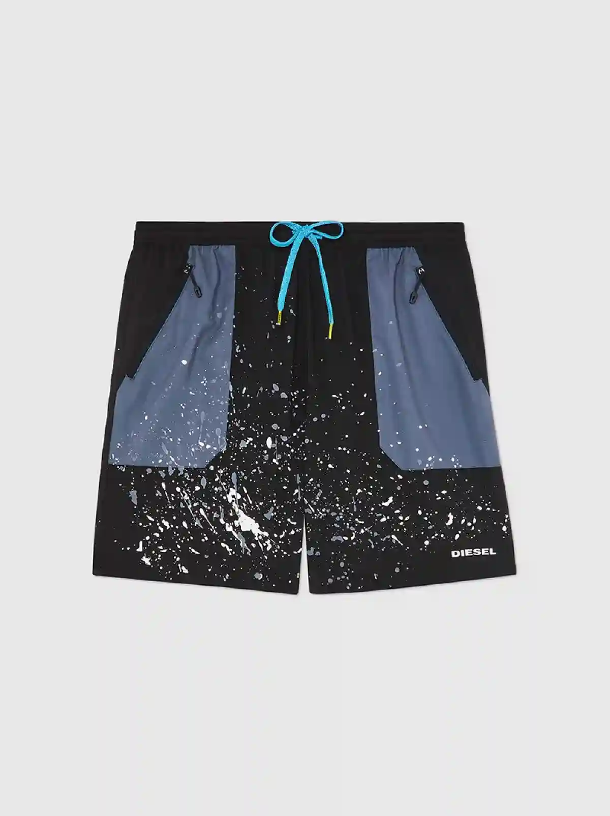 Black Mid-length splatter swim shorts