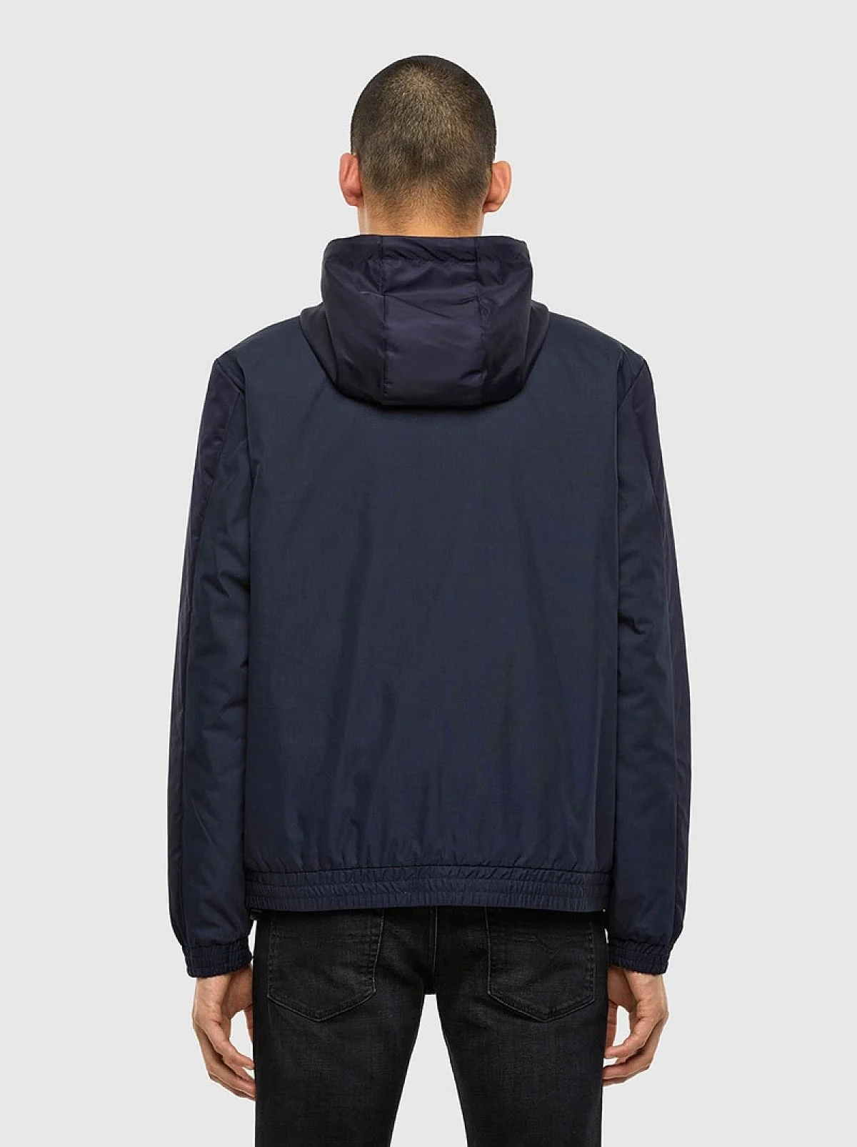 Blue Padded jacket in ripstop and satin